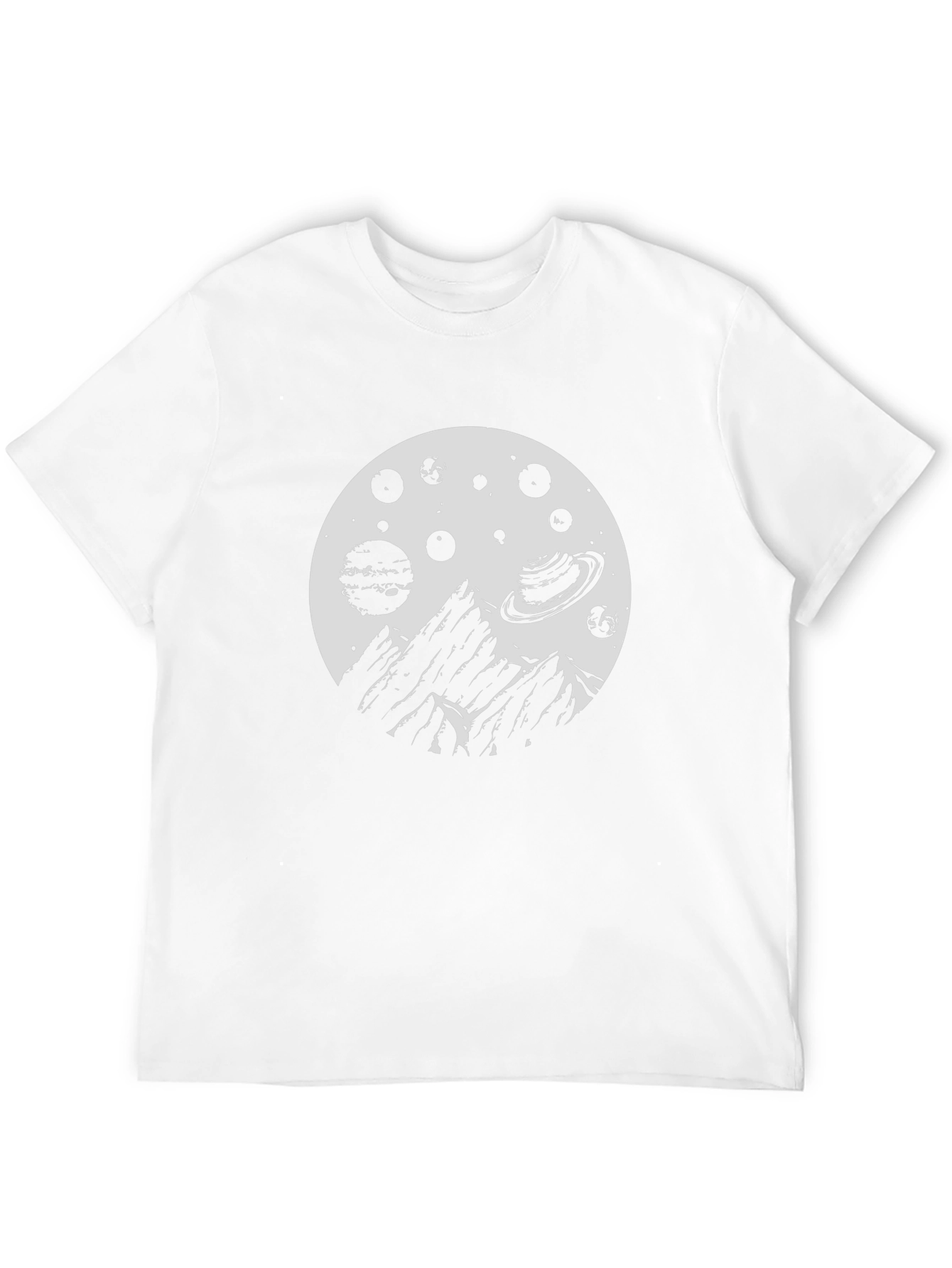 Cosmic Mountain Black T-Shirt - Space Adventure Design
