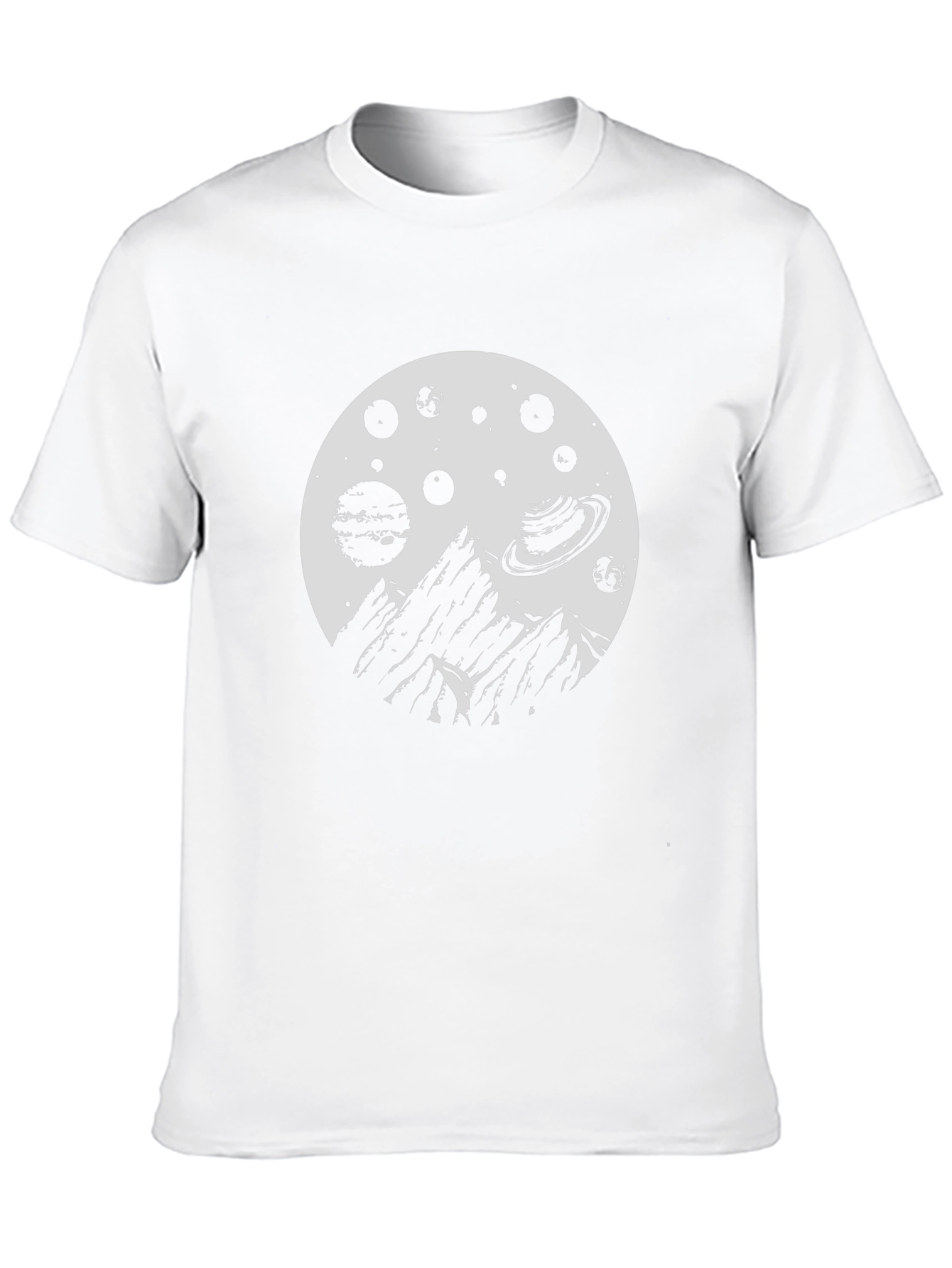 Cosmic Mountain Black T-Shirt - Space Adventure Design