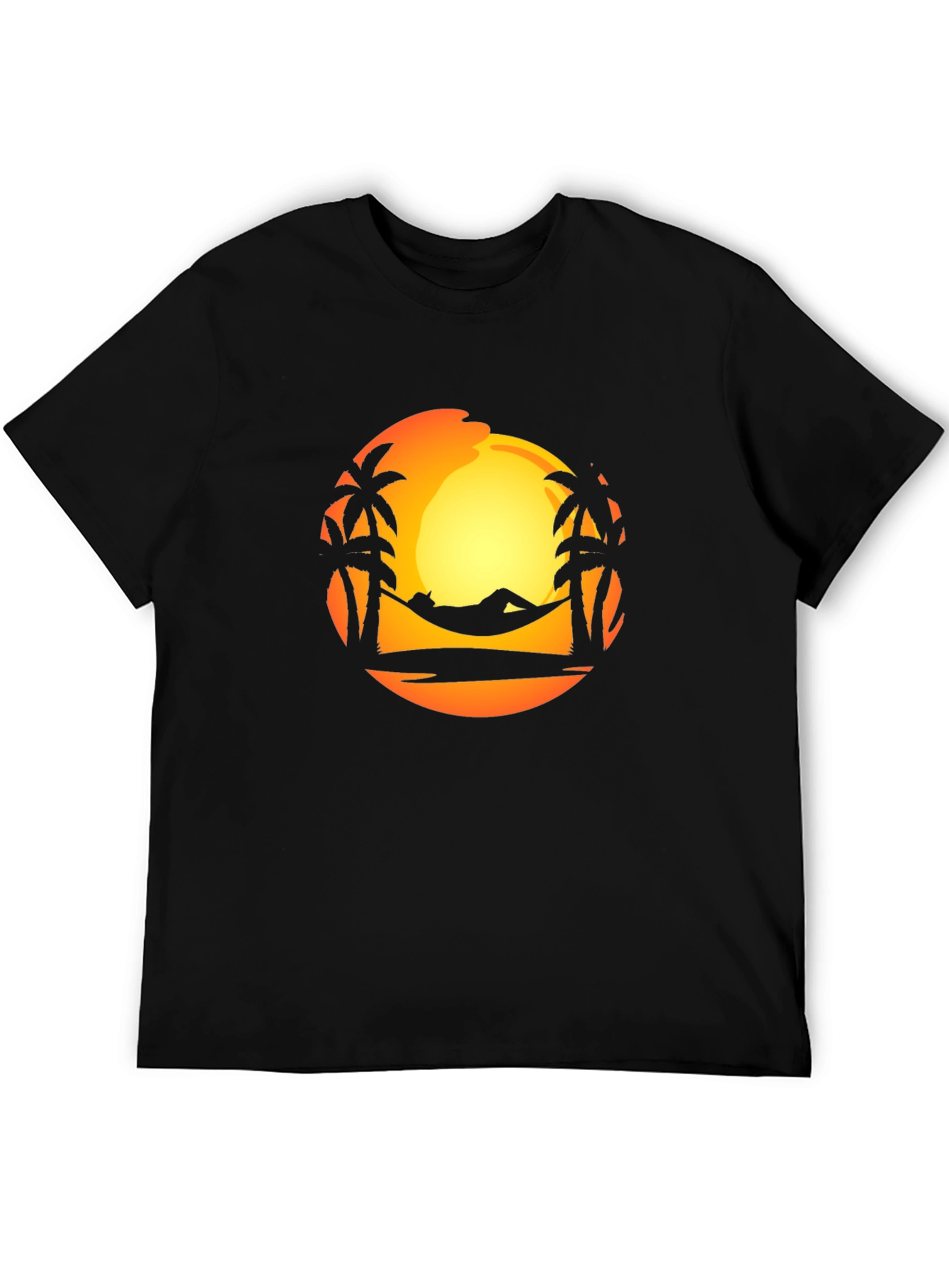 Sunset Palm Tree Hammock Graphic T-Shirt