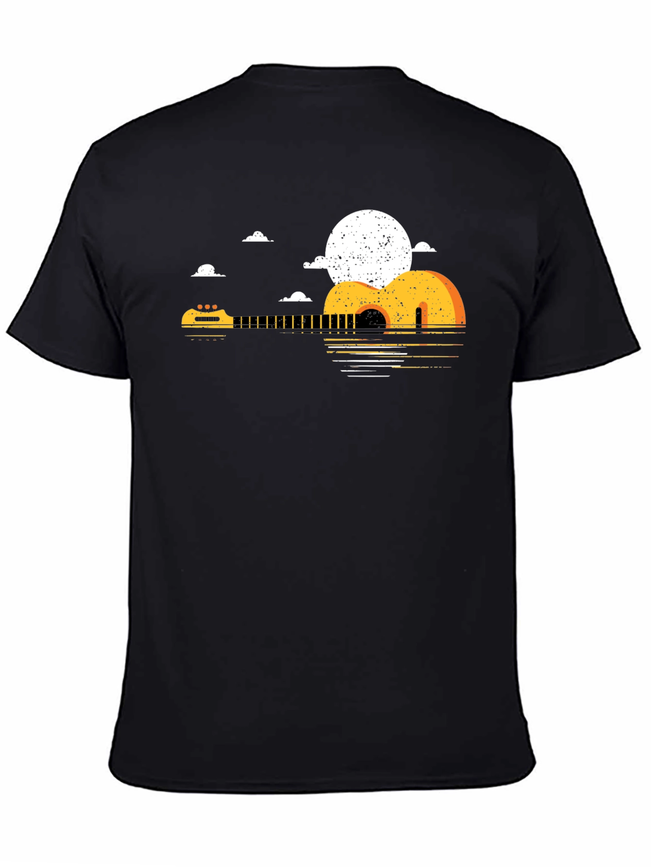 Guitar Sunset Graphic Tee - Black Cotton T-Shirt