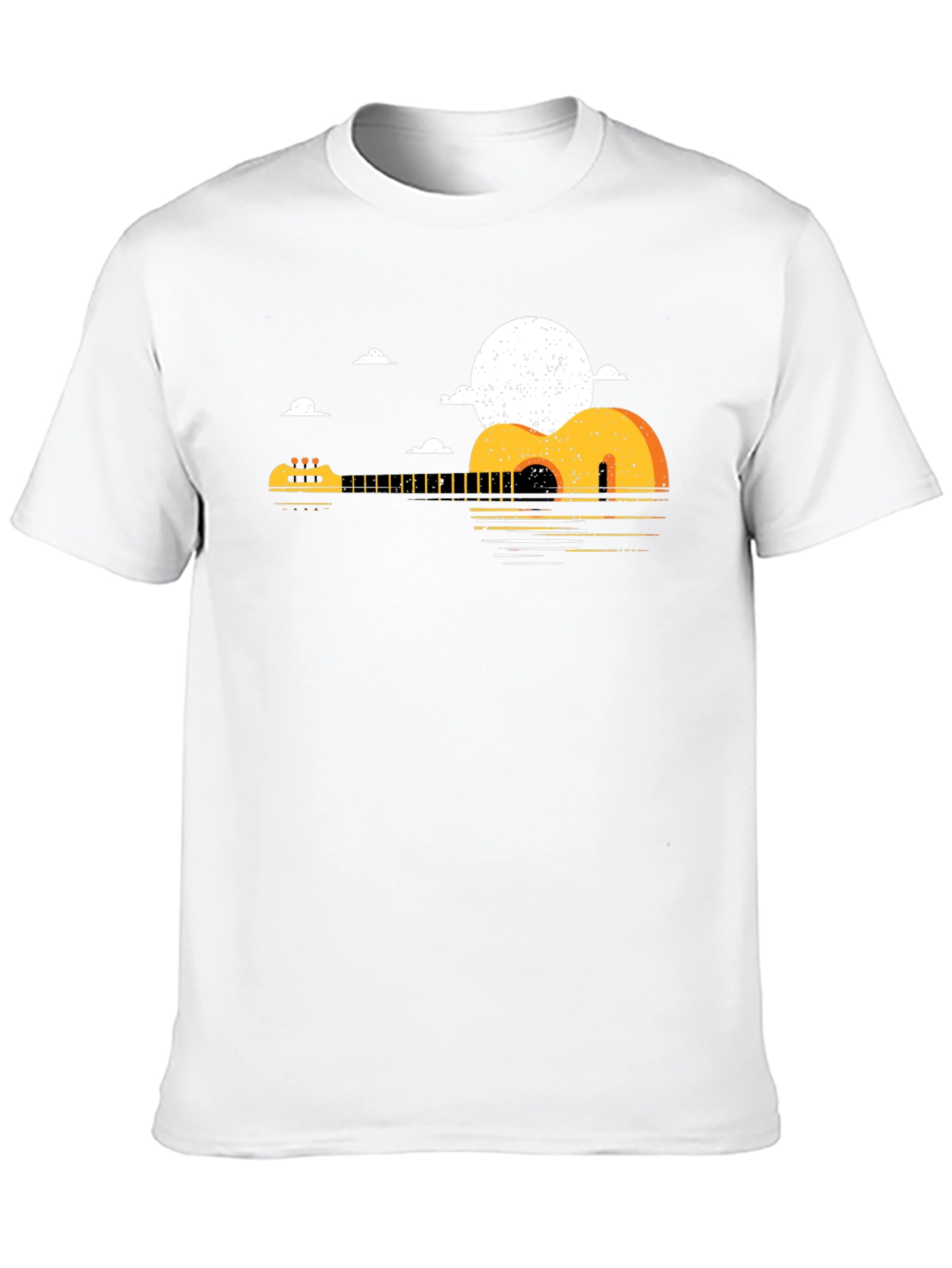 Guitar Sunset Graphic Tee - Black Cotton T-Shirt