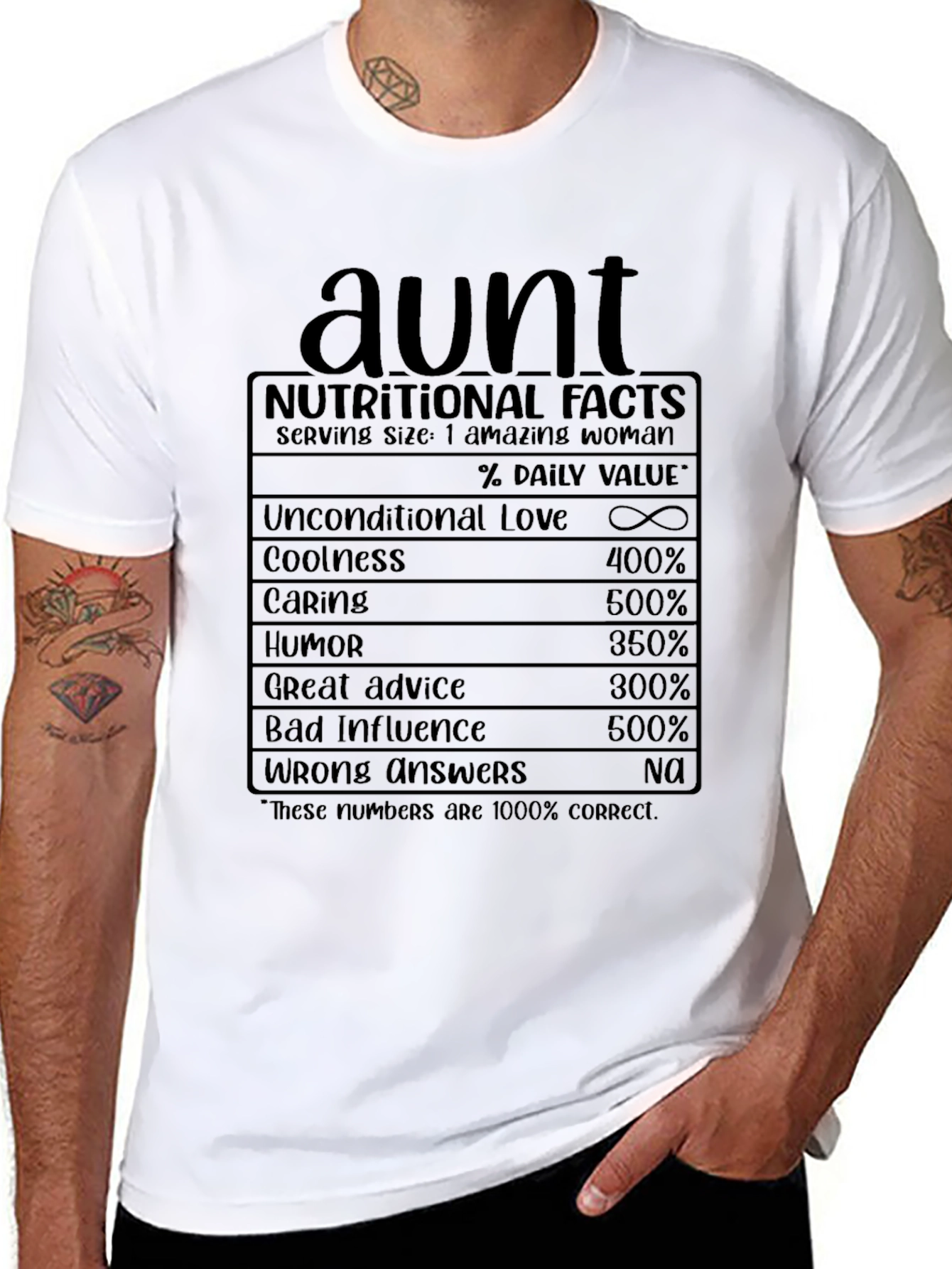 Aunt Nutritional Facts Graphic T-Shirt