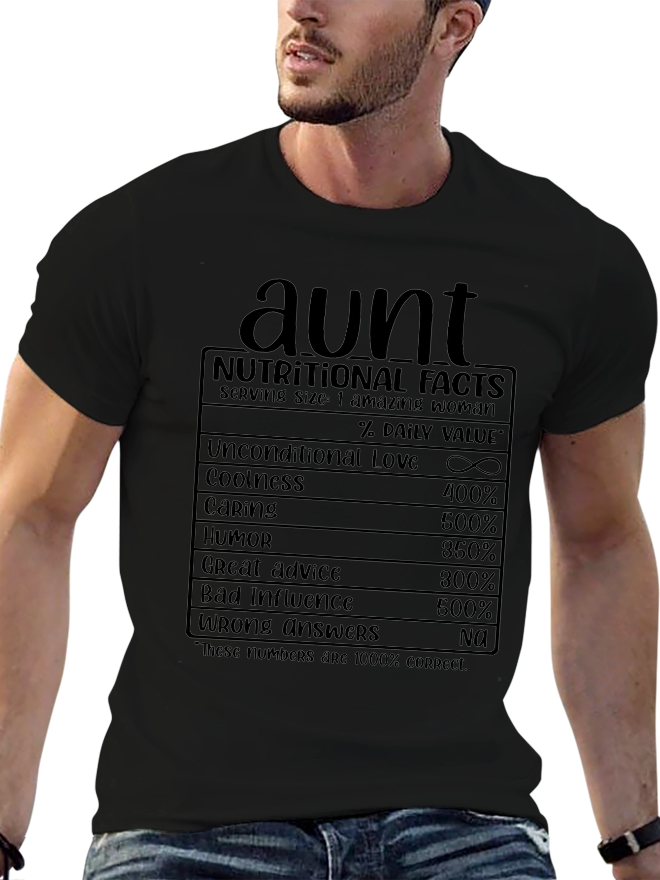 Aunt Nutritional Facts Graphic T-Shirt