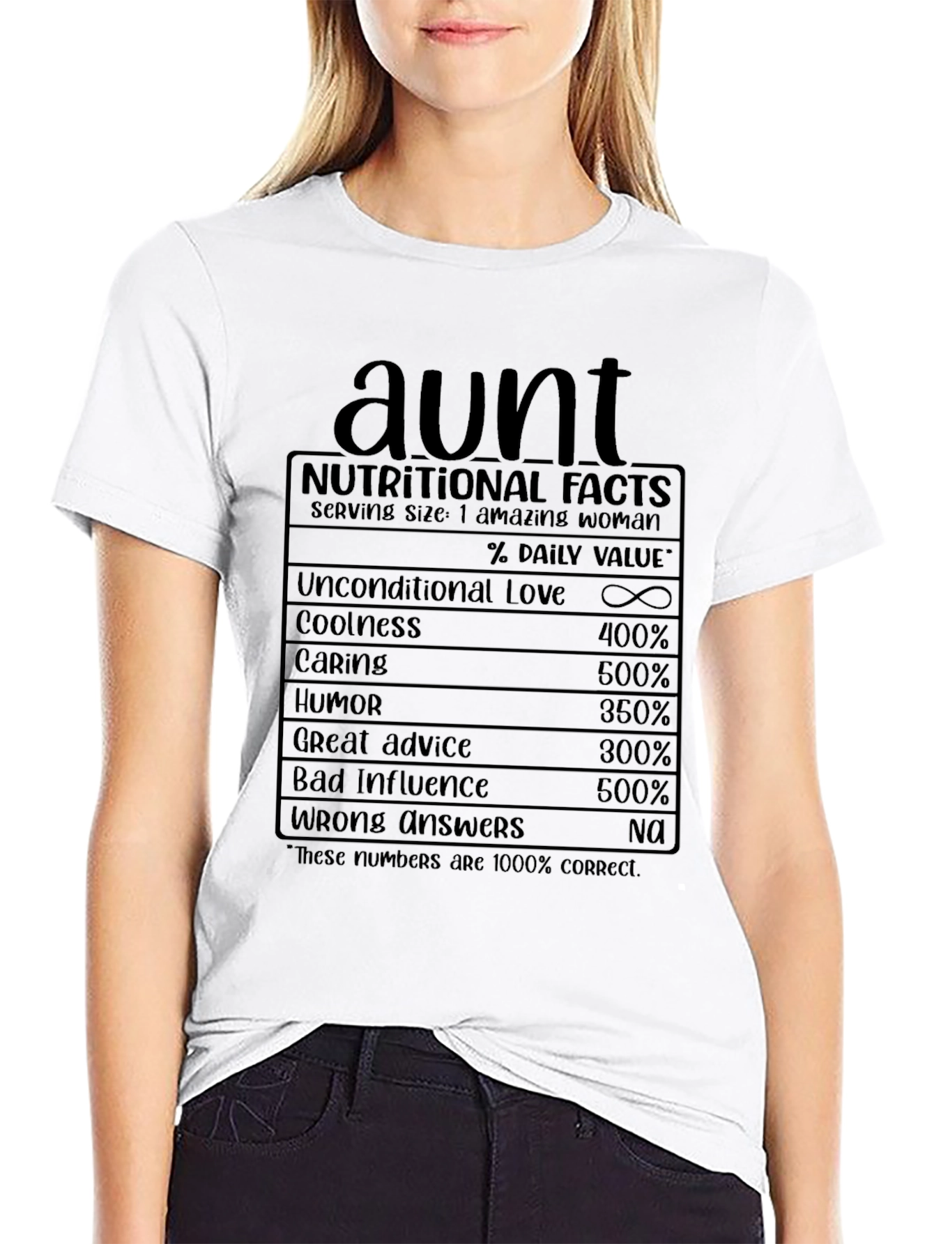 Aunt Nutritional Facts Graphic T-Shirt