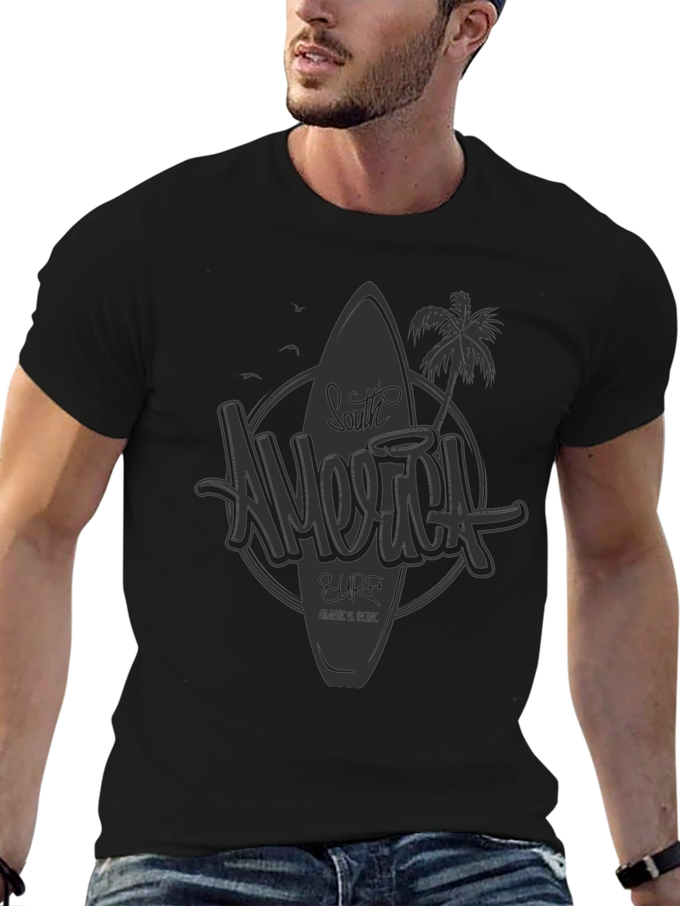 South America Surf Graphic Black T-Shirt