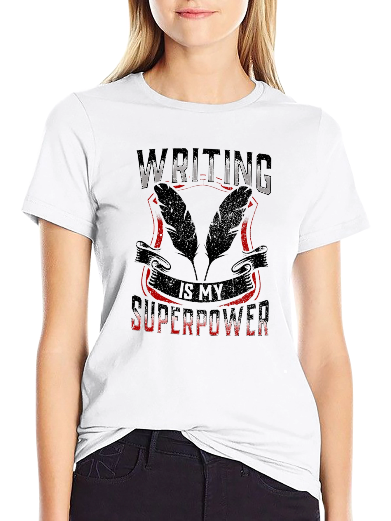 Writing is My Superpower Black T-Shirt