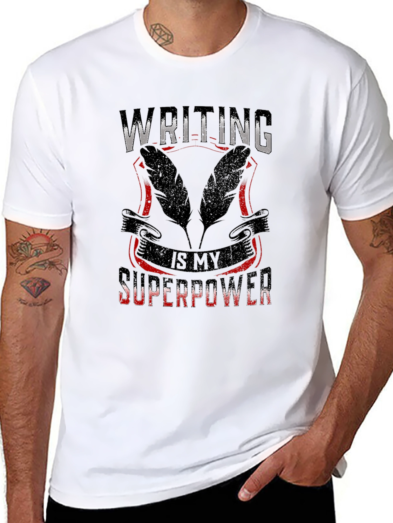 Writing is My Superpower Black T-Shirt