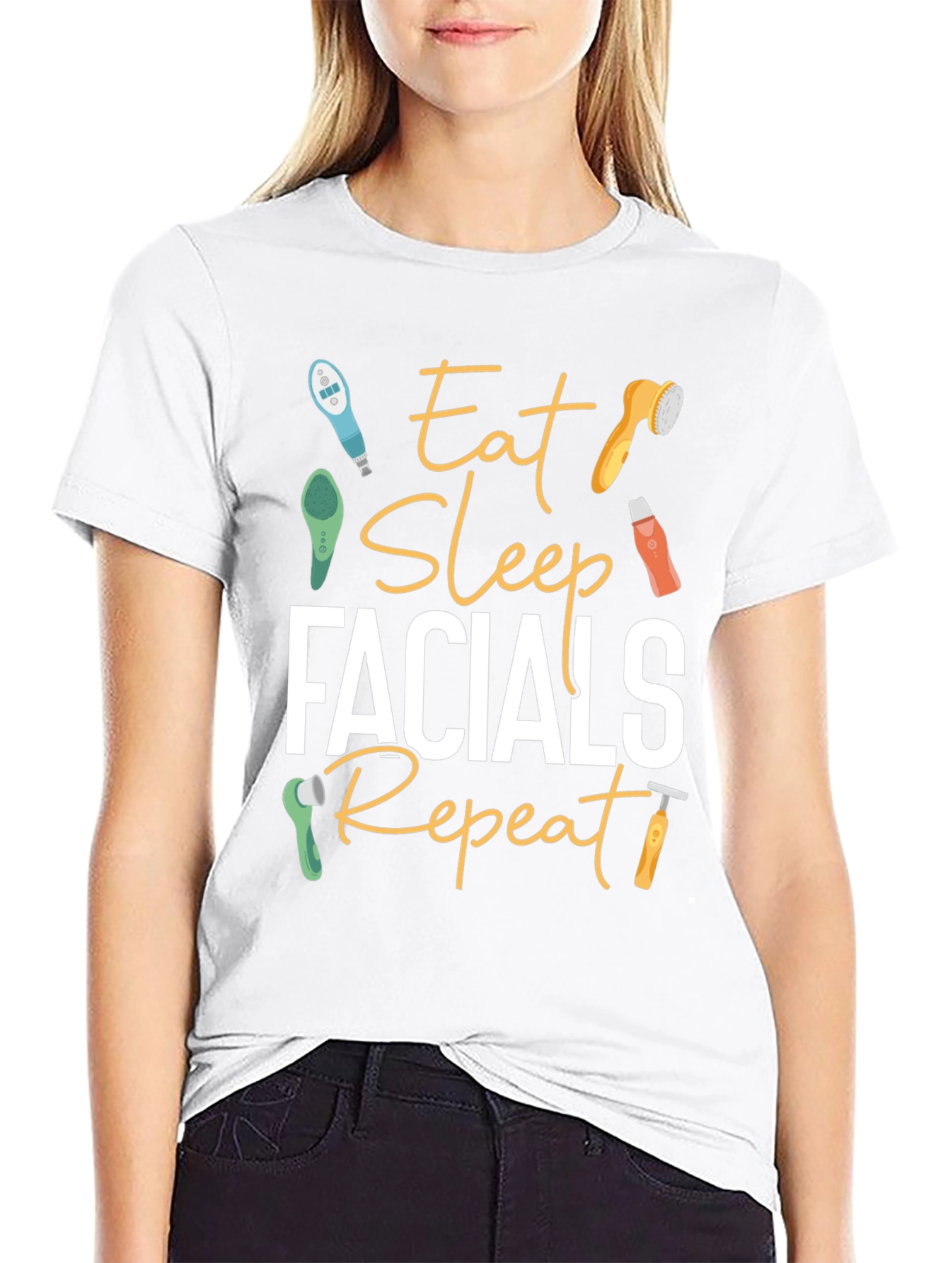 Eat Sleep Facials Repeat T-Shirt - Black