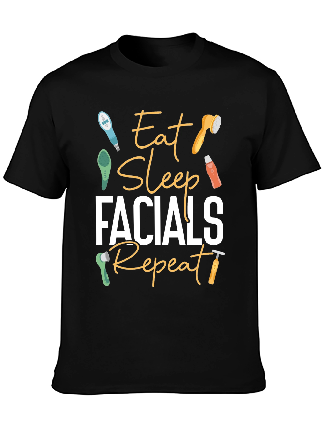 Eat Sleep Facials Repeat T-Shirt - Black