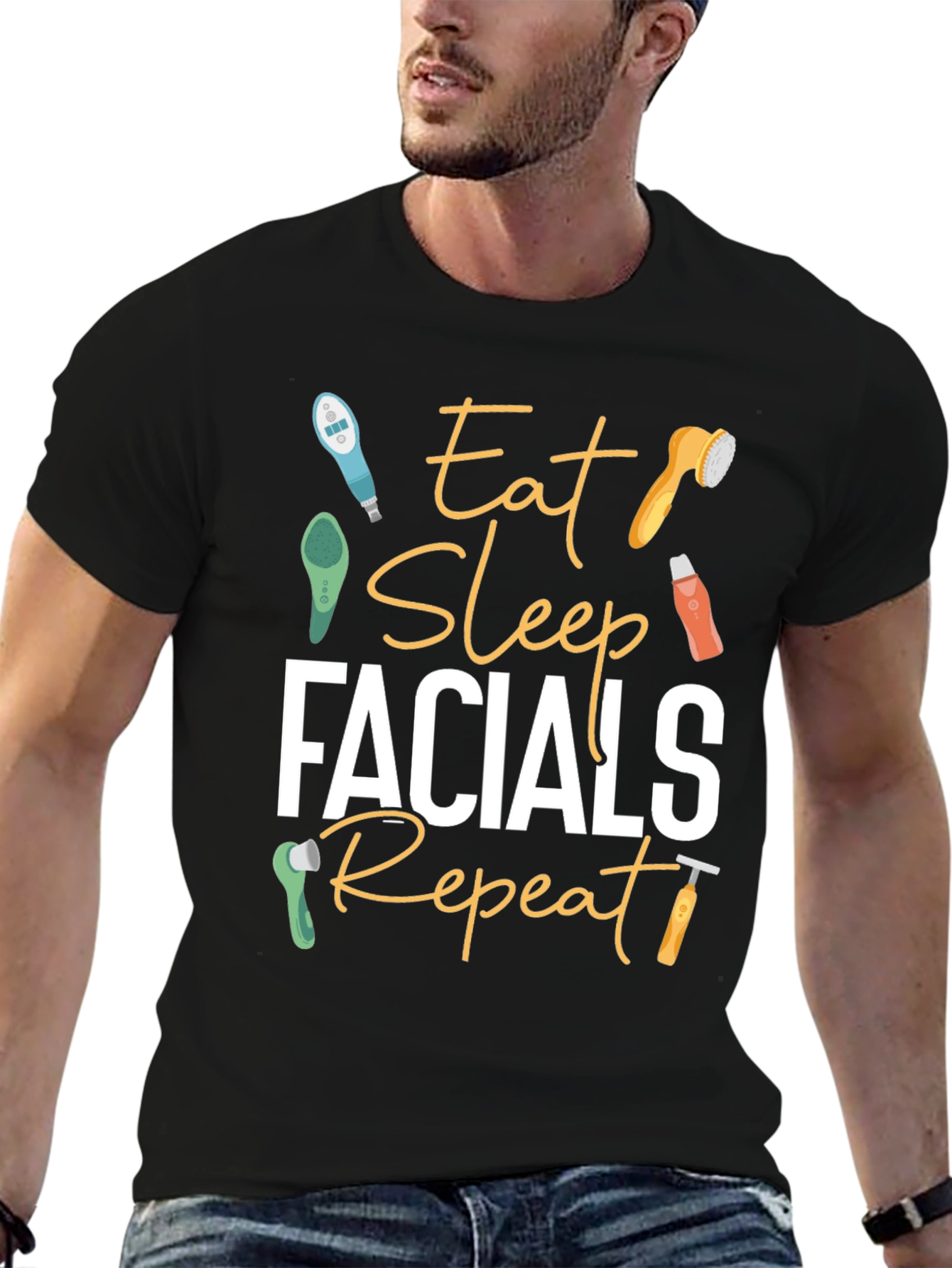 Eat Sleep Facials Repeat T-Shirt - Black