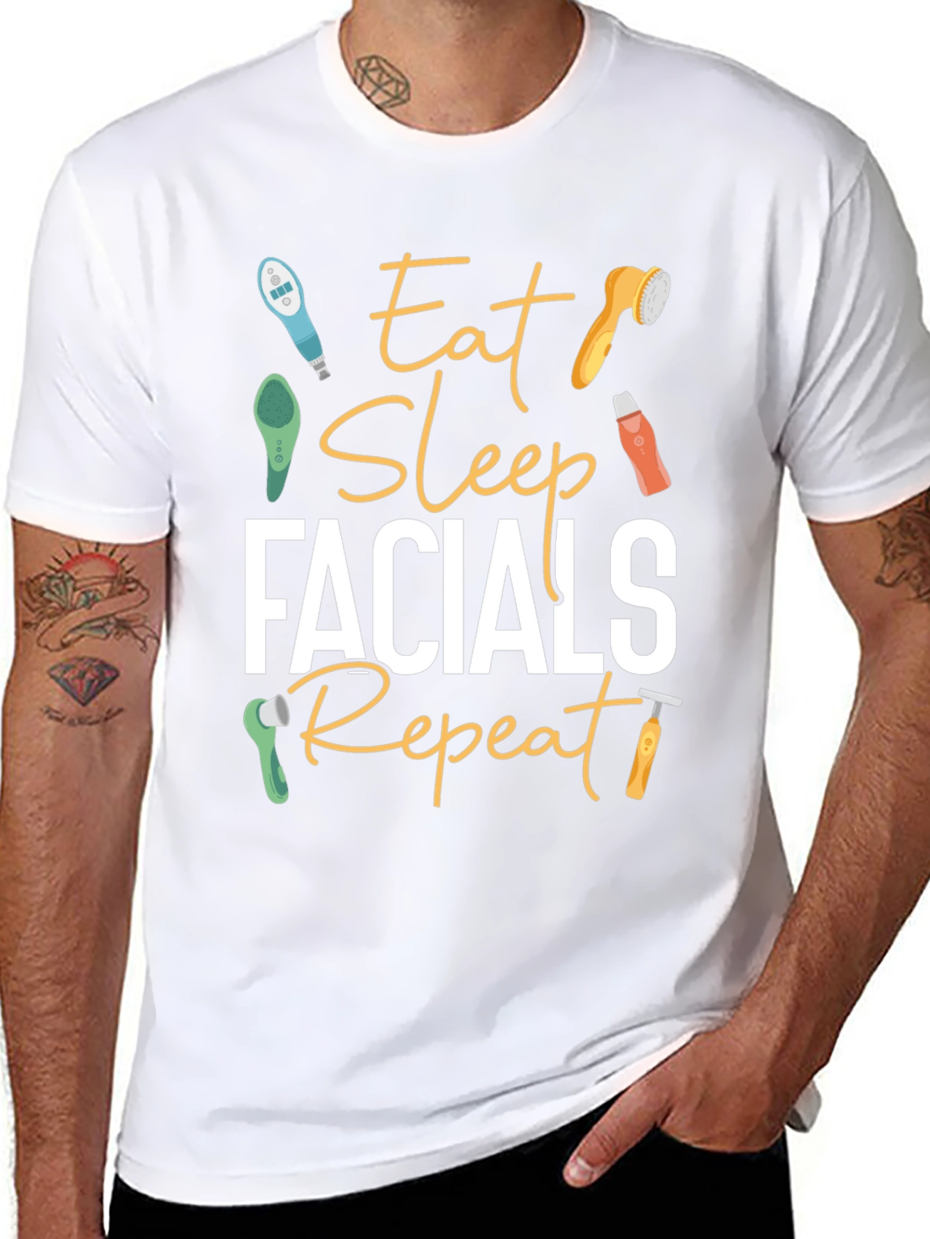 Eat Sleep Facials Repeat T-Shirt - Black