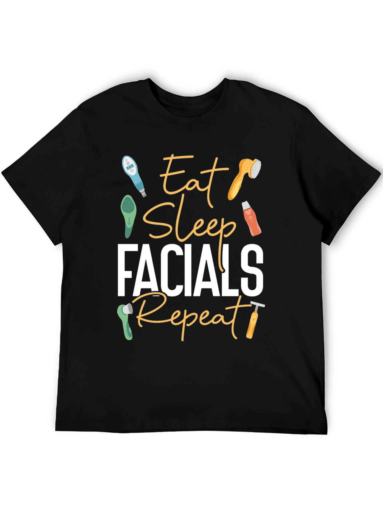 Eat Sleep Facials Repeat T-Shirt - Black