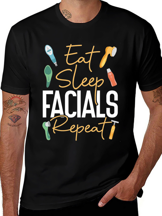 Eat Sleep Facials Repeat T-Shirt - Black