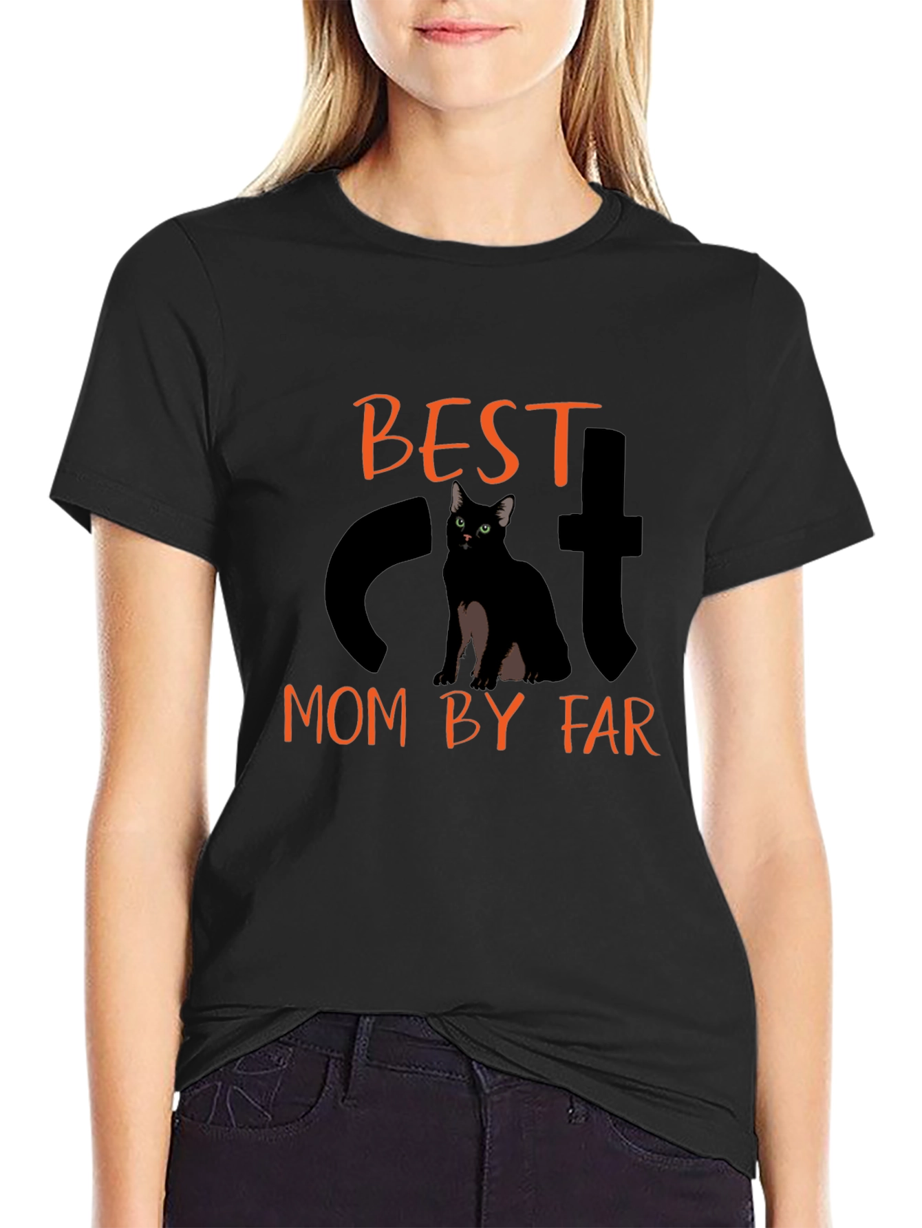 Best Cat Mom T-Shirt - Cute Black Cat Tee