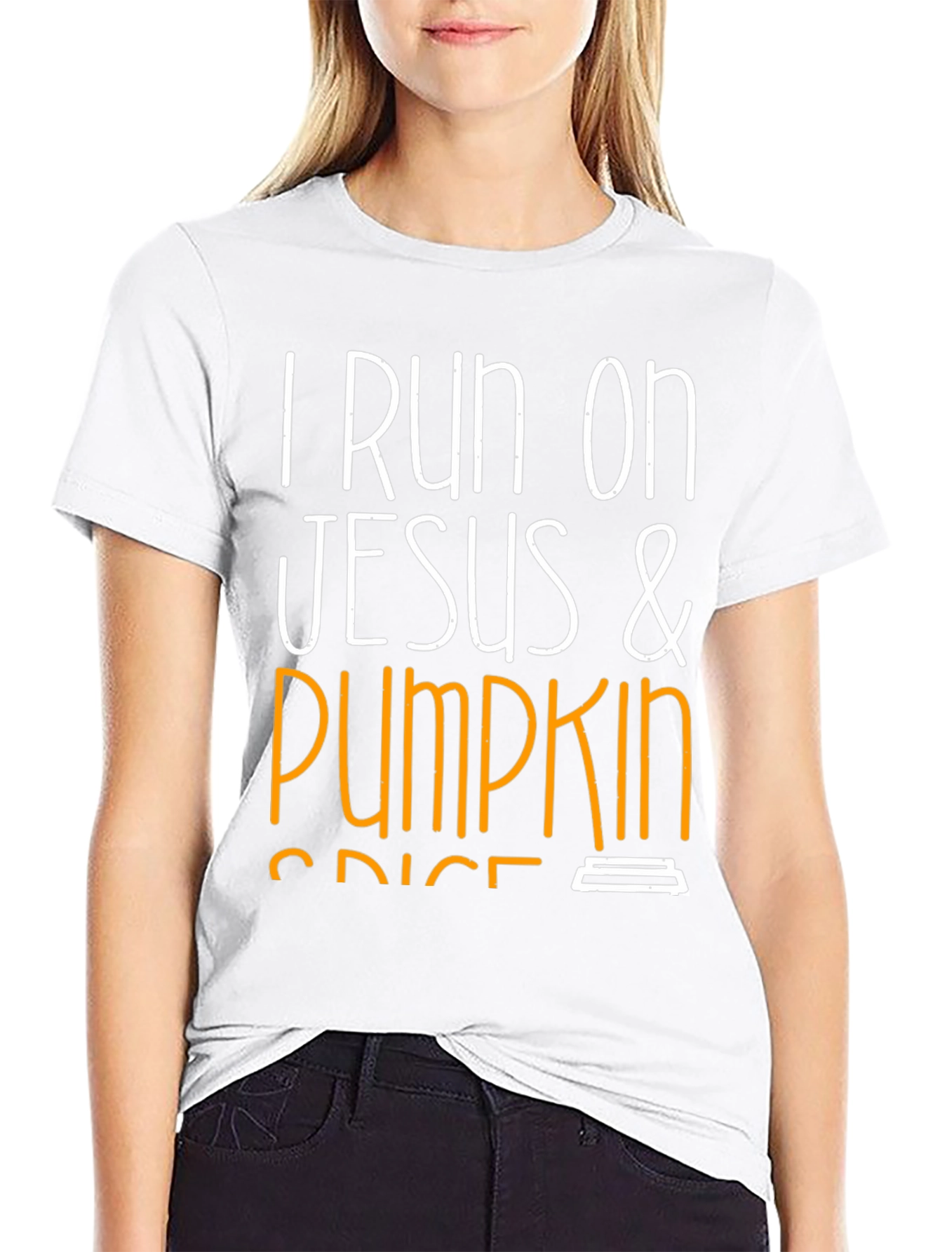 I Run On Jesus & Pumpkin Spice Black T-Shirt