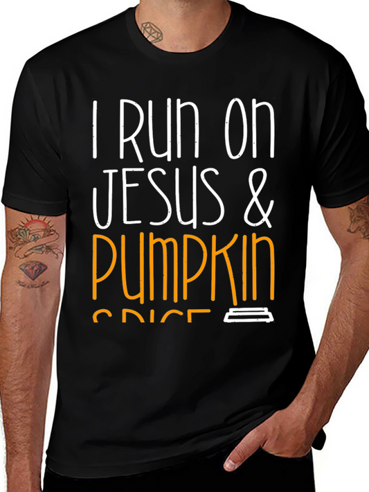 I Run On Jesus & Pumpkin Spice Black T-Shirt