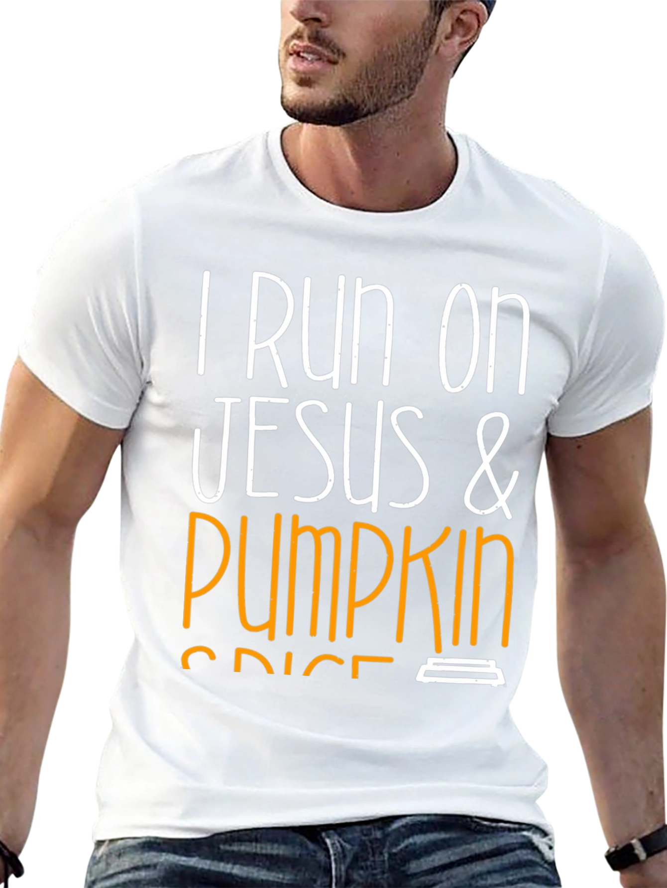 I Run On Jesus & Pumpkin Spice Black T-Shirt
