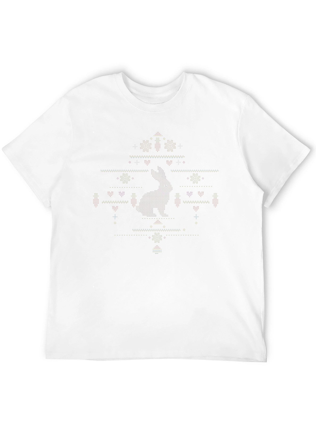 Geometric Pixel Art Graphic Tee - Black Cotton Blend