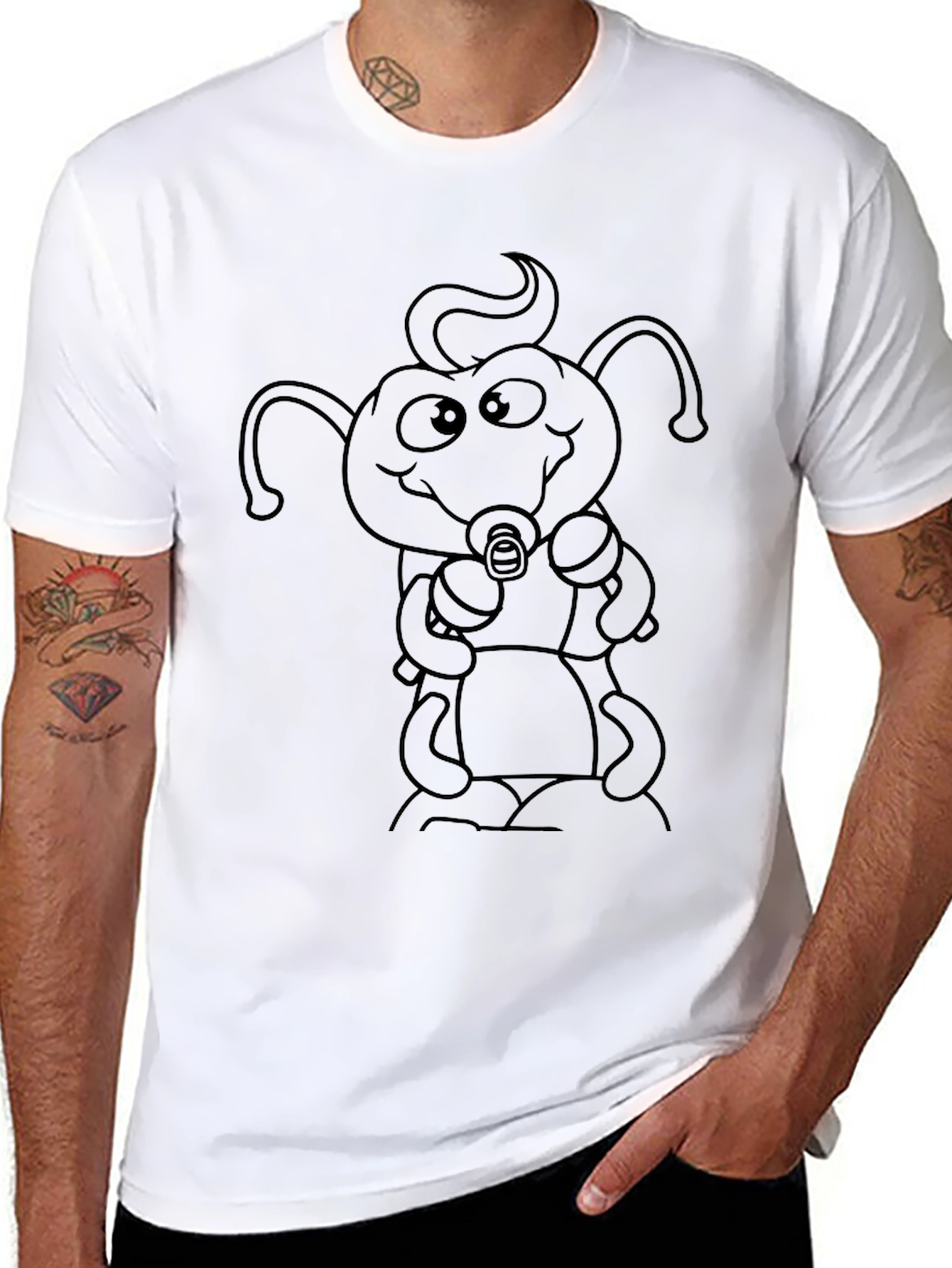 Cartoon Baby Bug Black T-Shirt