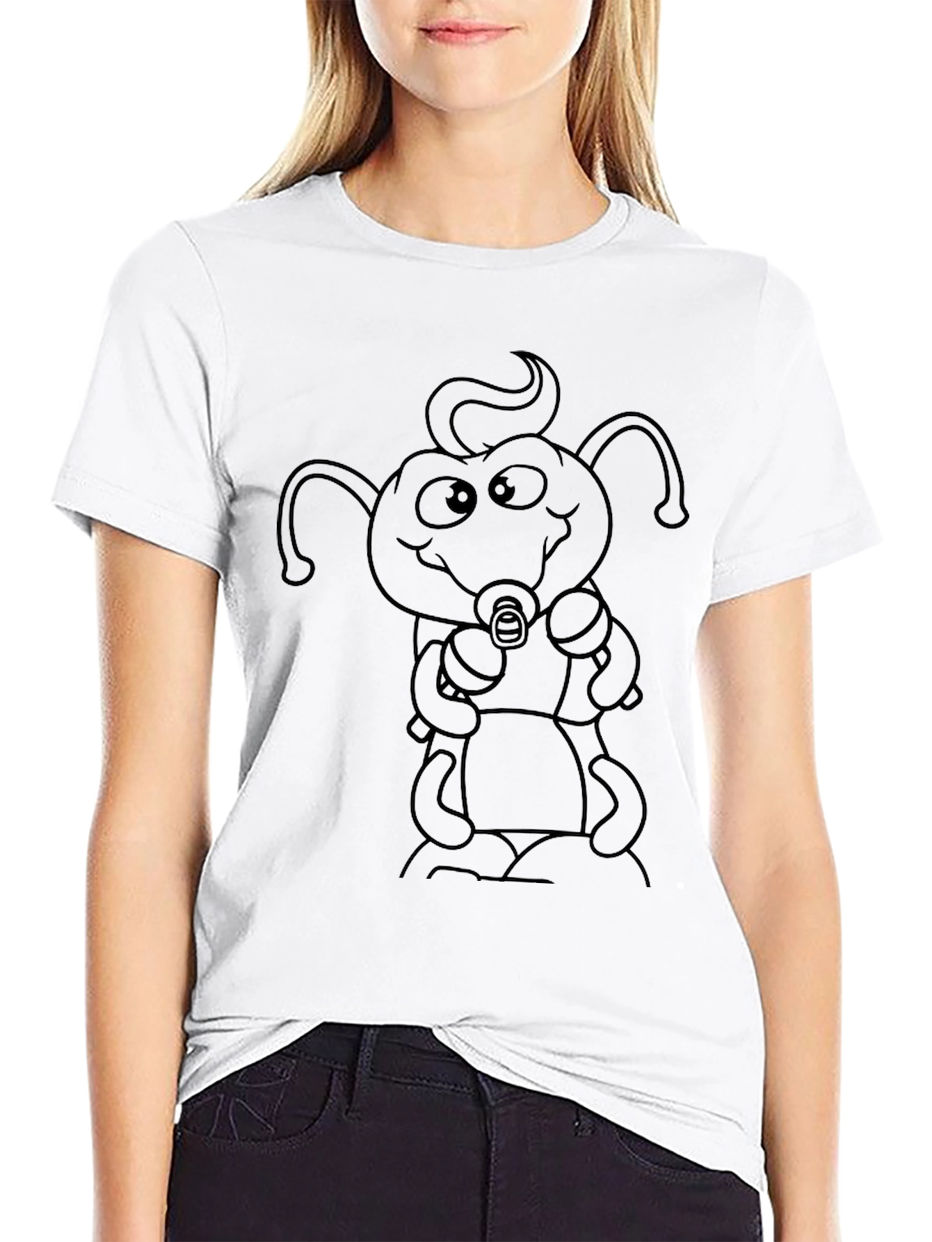 Cartoon Baby Bug Black T-Shirt