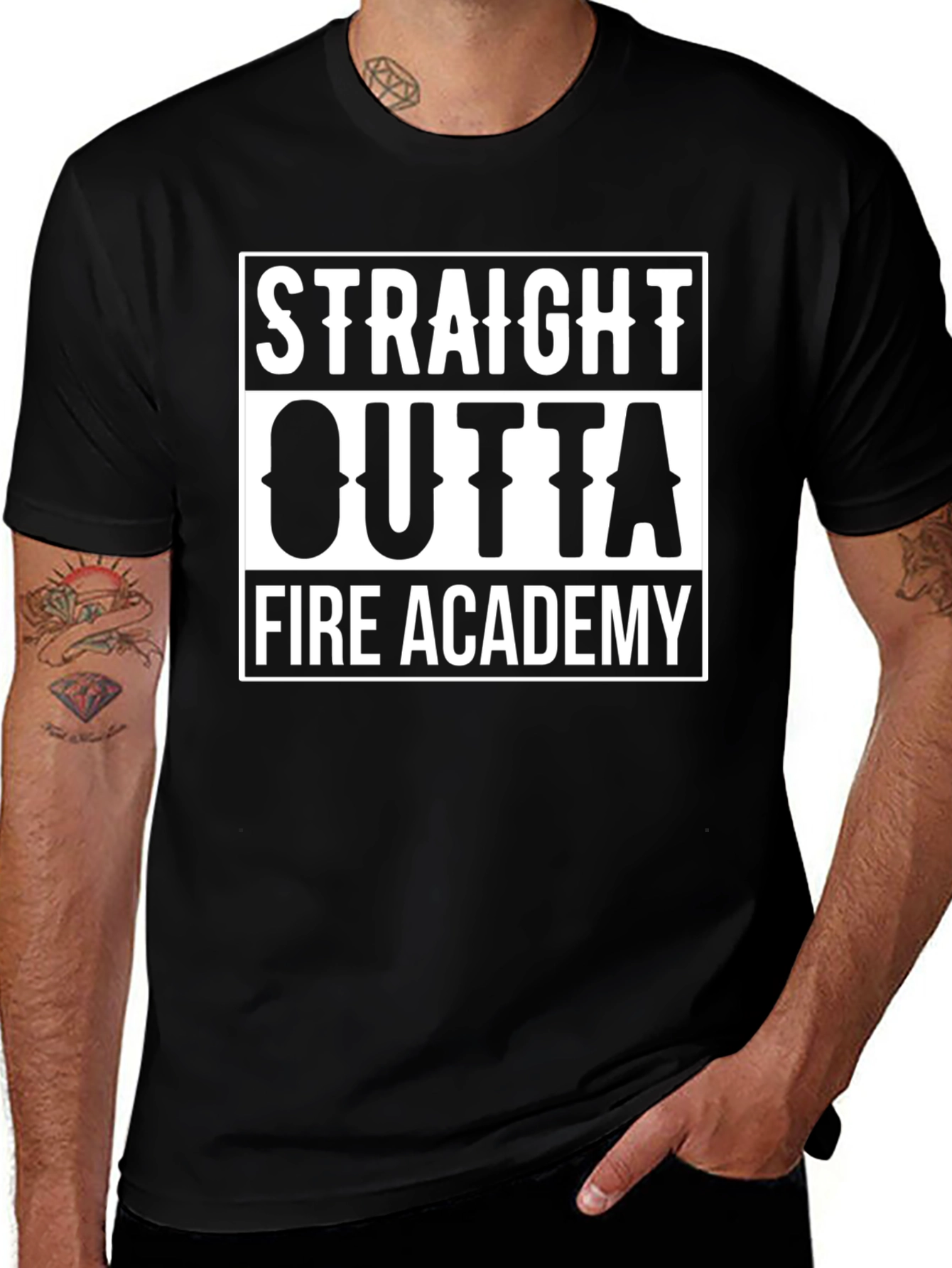 Straight Outta Fire Academy Black T-Shirt