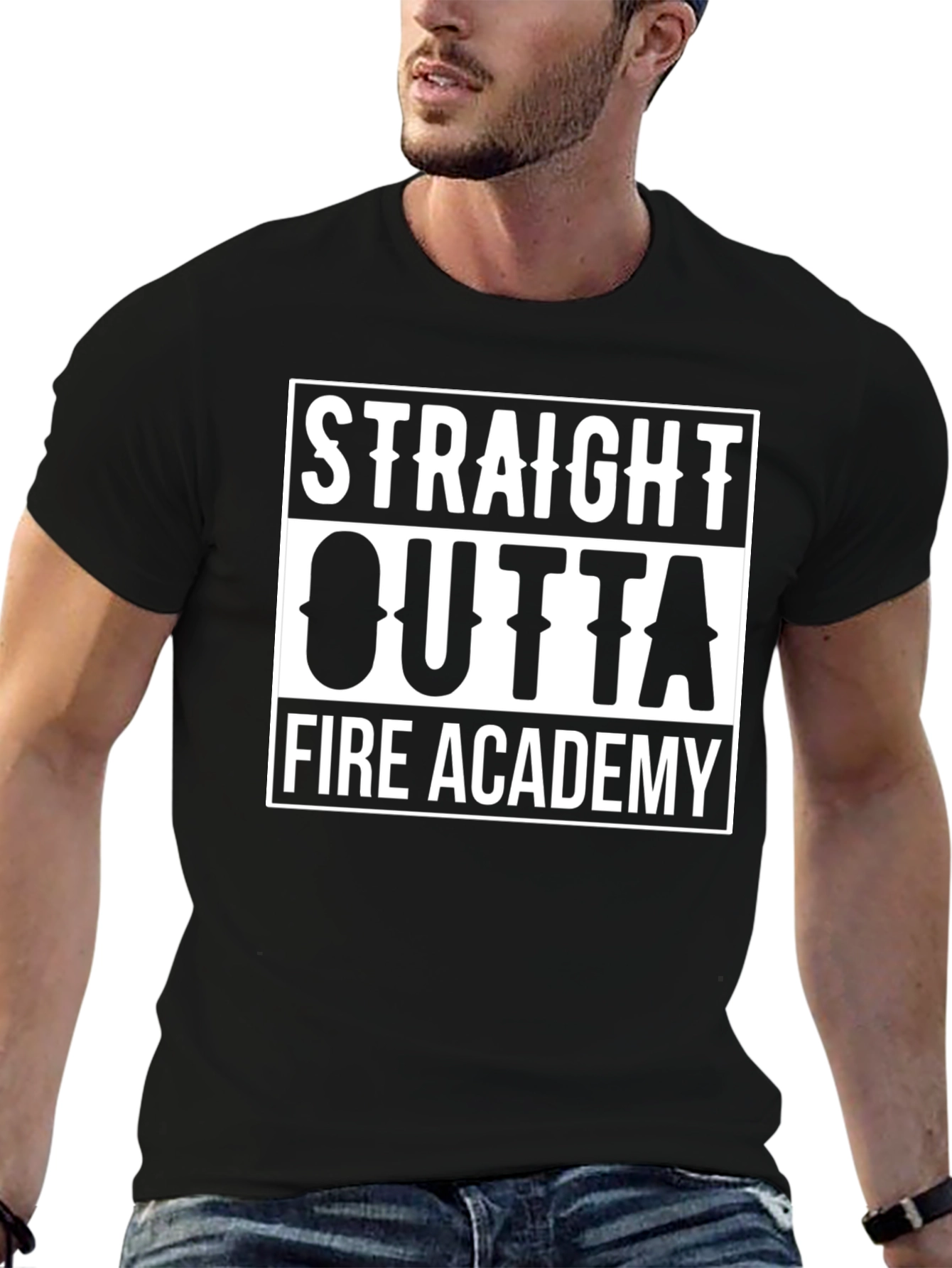 Straight Outta Fire Academy Black T-Shirt