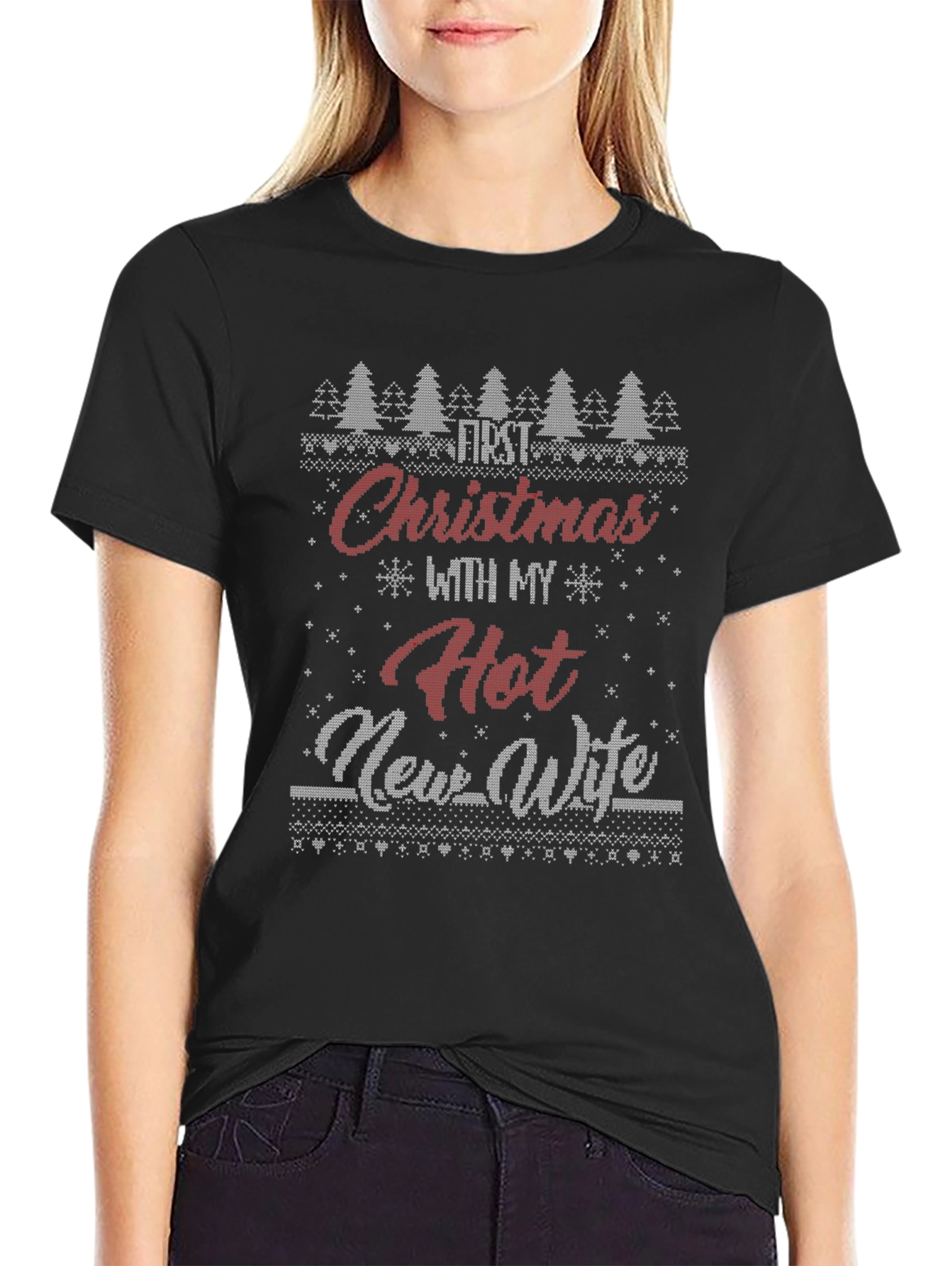 Funny Christmas T-Shirt First Christmas with Hot New Wife