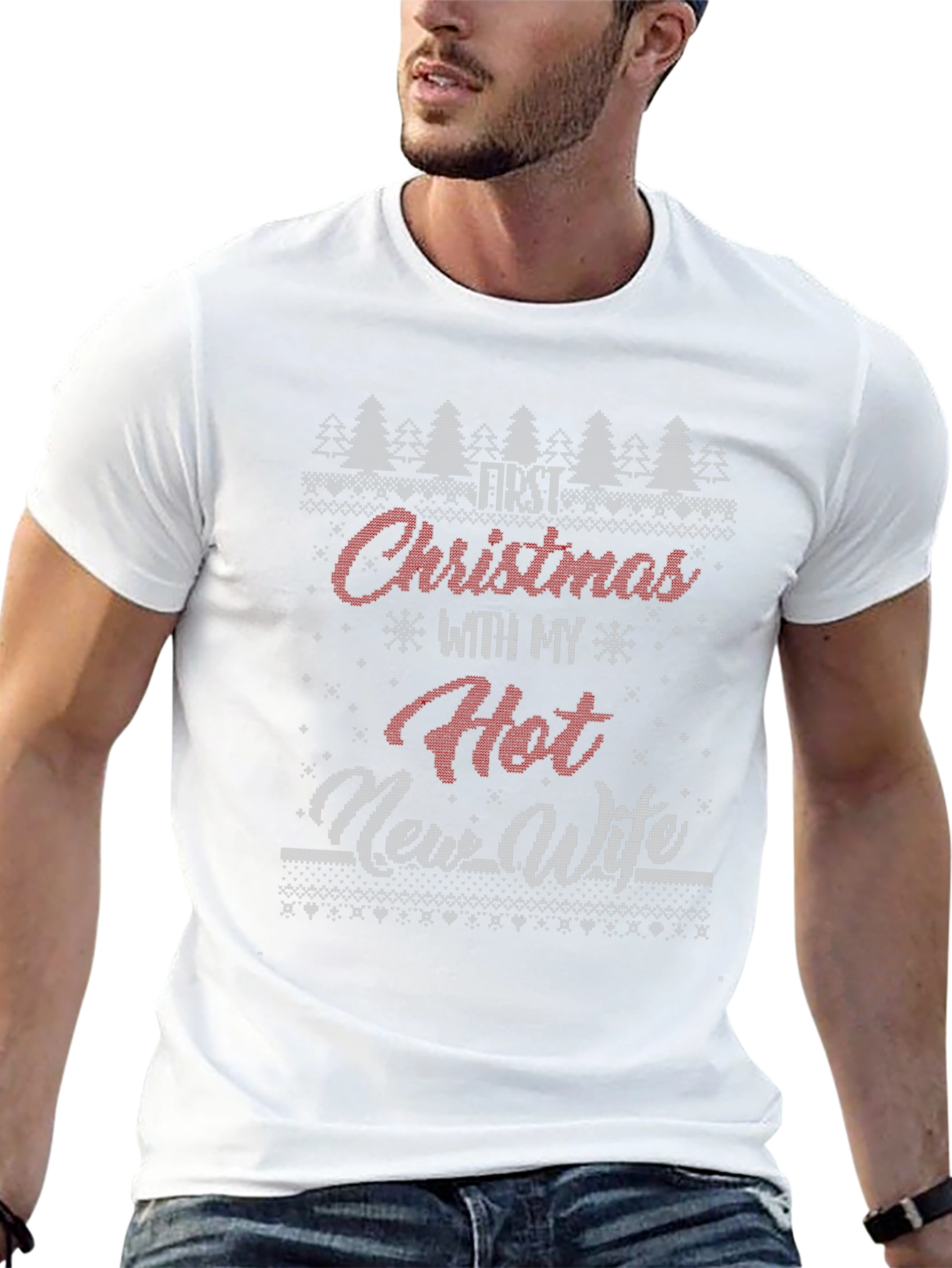 Funny Christmas T-Shirt First Christmas with Hot New Wife