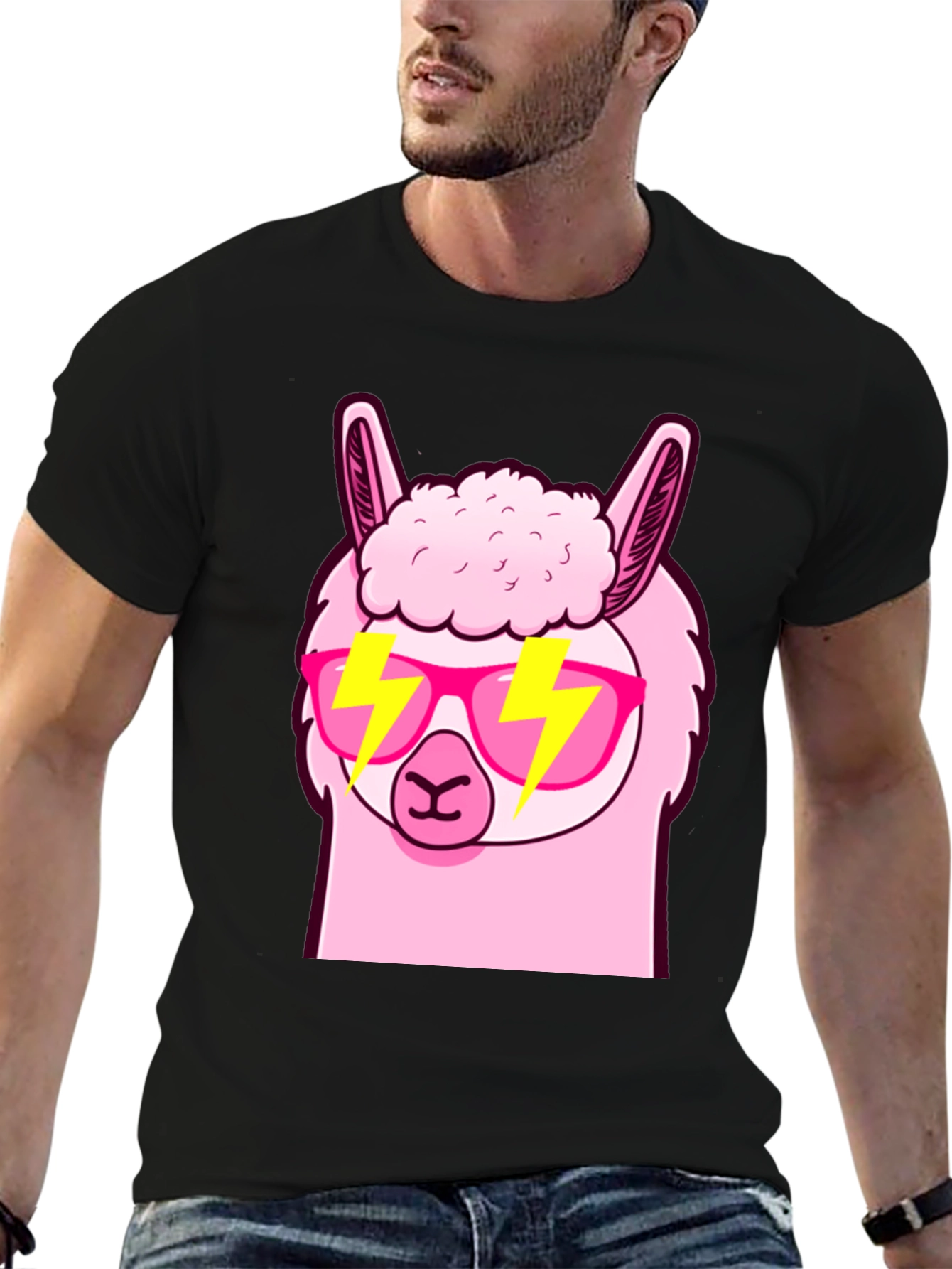 Cool Llama Graphic Tee - Stylish Black T-Shirt
