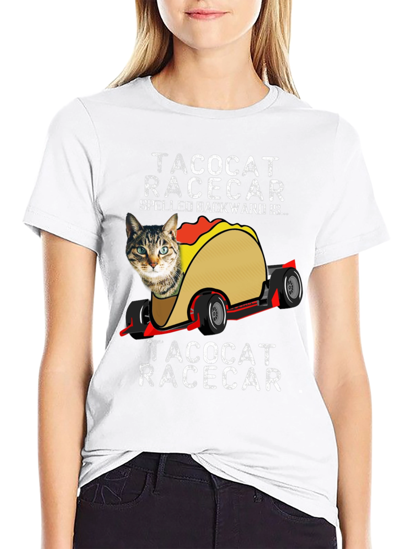 TacoCat Racecar T-Shirt Funny Palindrome Tee