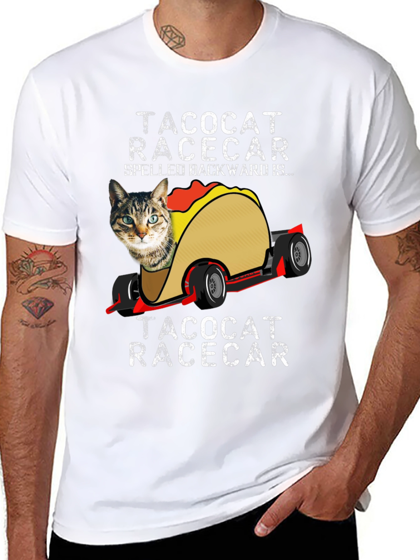 TacoCat Racecar T-Shirt Funny Palindrome Tee