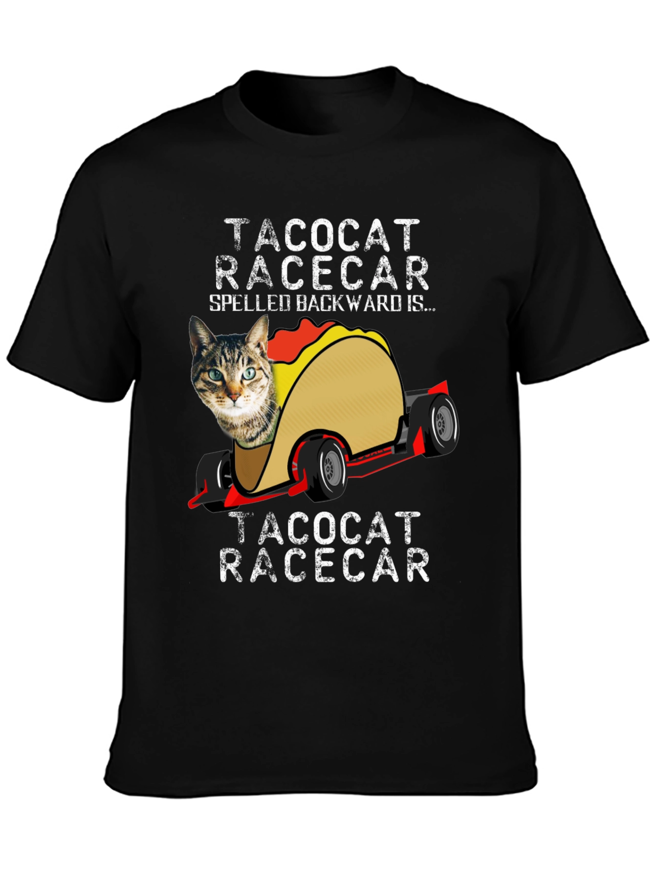 TacoCat Racecar T-Shirt Funny Palindrome Tee