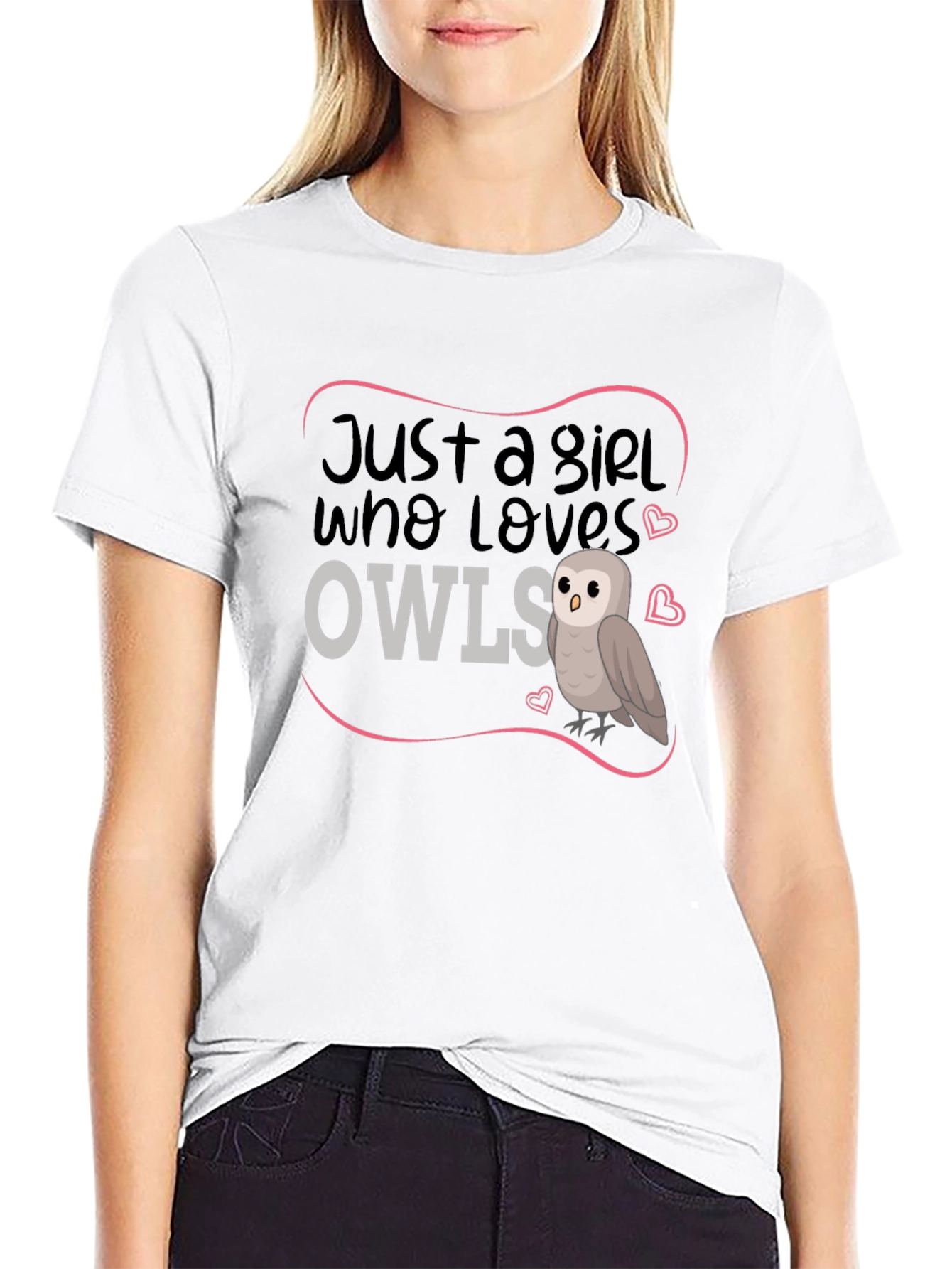 Just A Girl Who Loves Owls Black T-Shirt