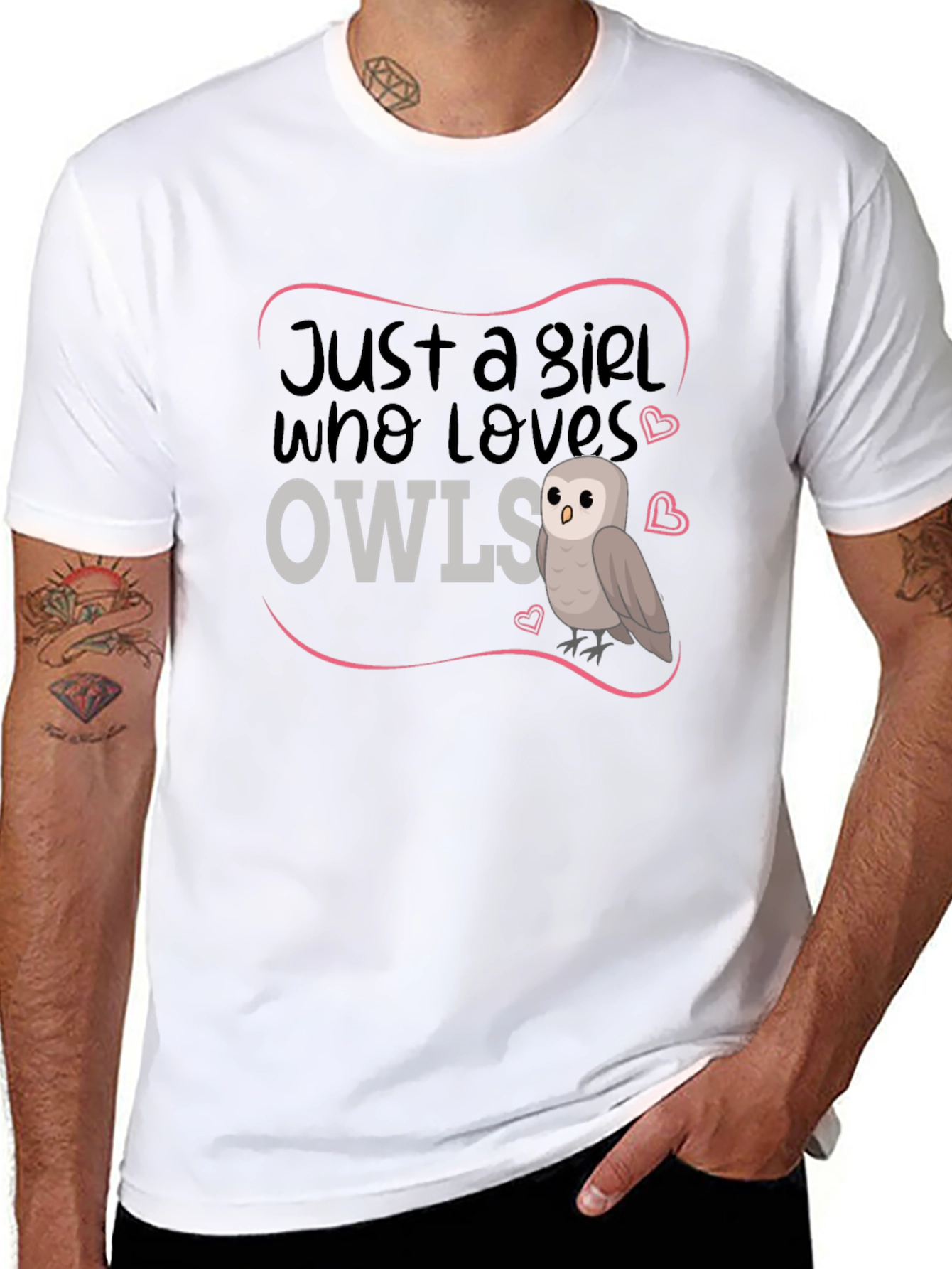 Just A Girl Who Loves Owls Black T-Shirt