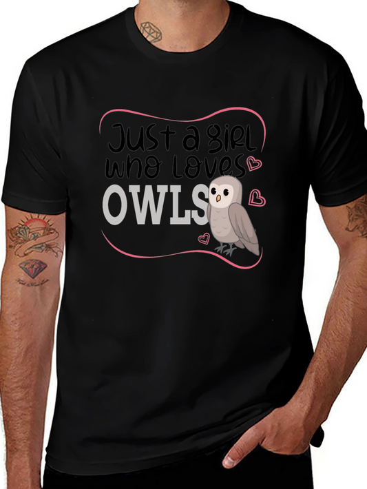 Just A Girl Who Loves Owls Black T-Shirt