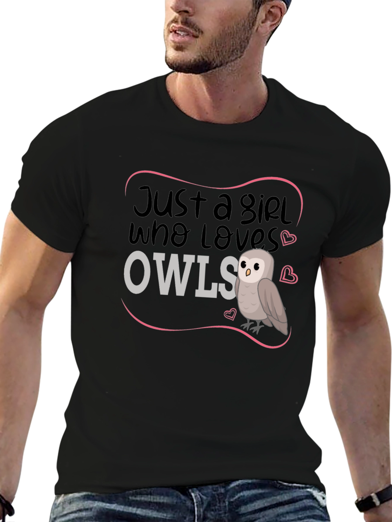 Just A Girl Who Loves Owls Black T-Shirt