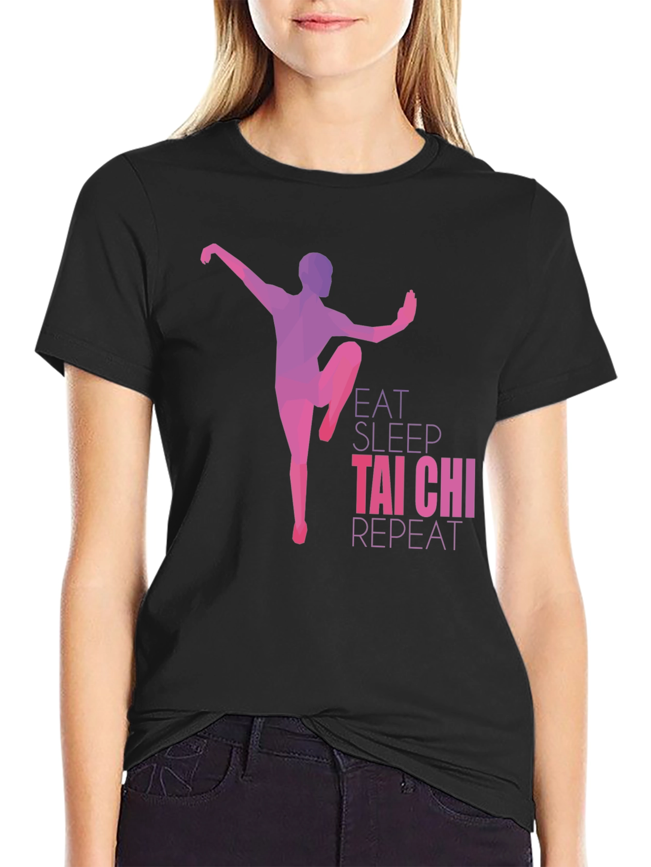 Eat Sleep Tai Chi Repeat Black Graphic Tee