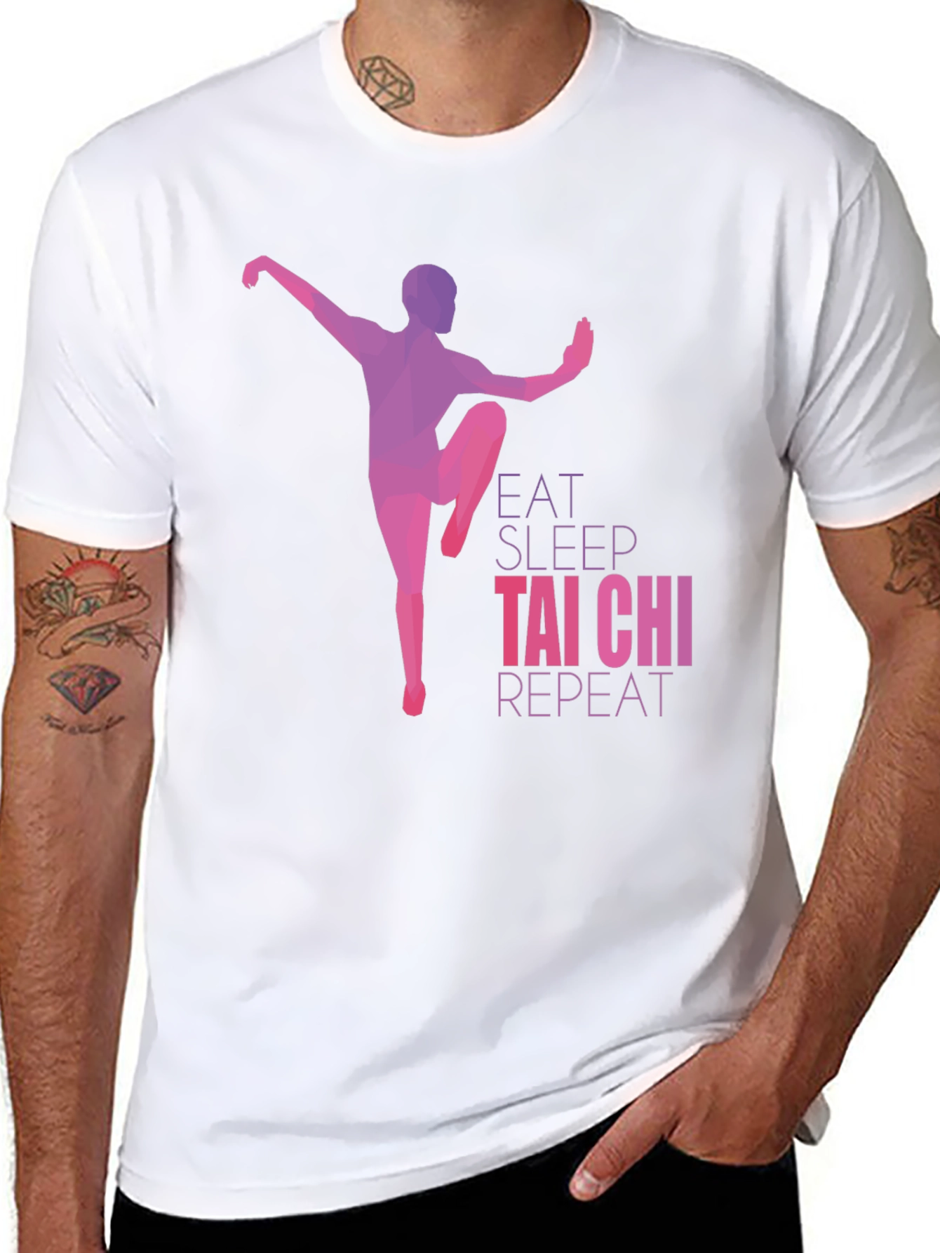 Eat Sleep Tai Chi Repeat Black Graphic Tee