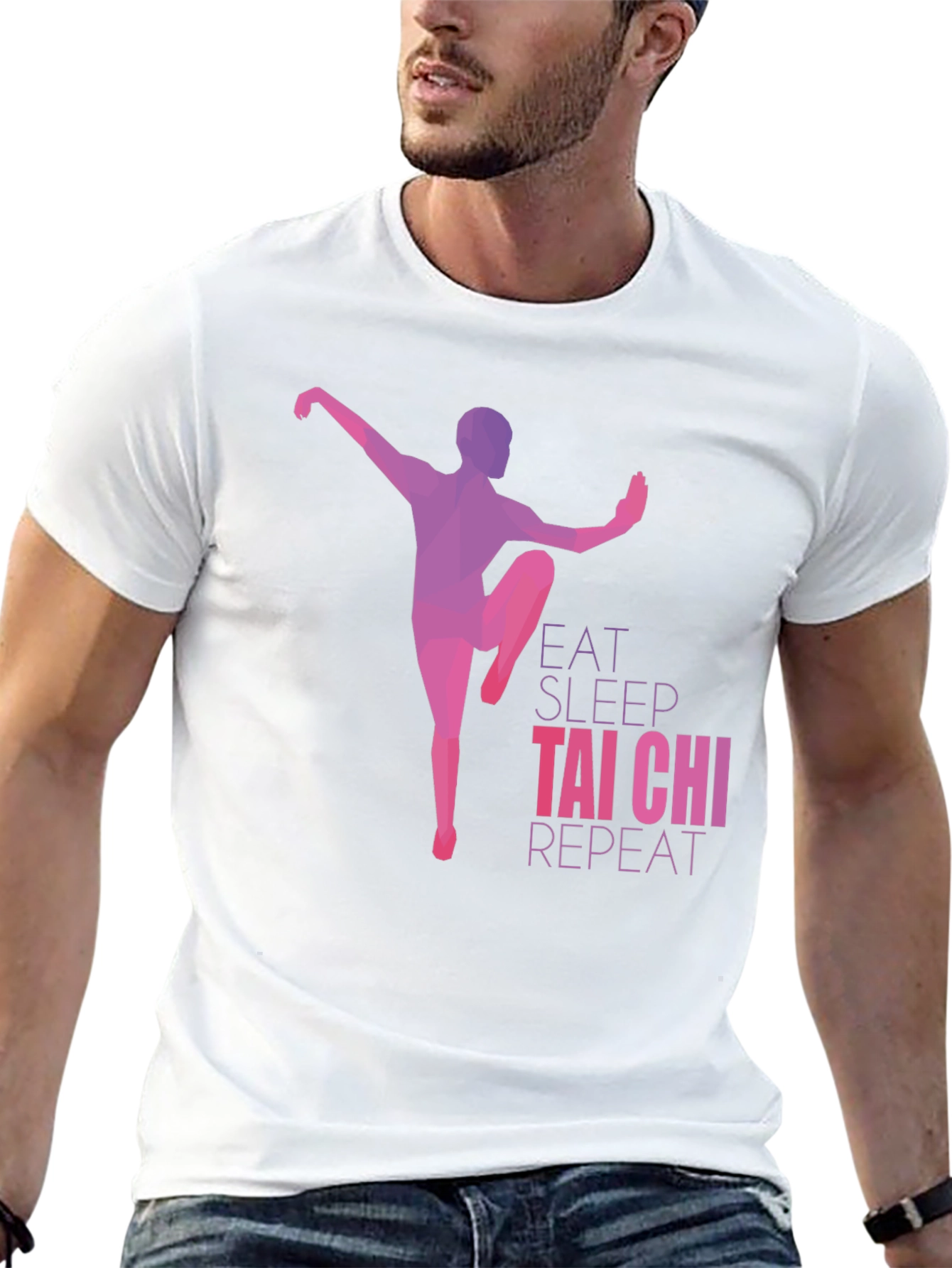 Eat Sleep Tai Chi Repeat Black Graphic Tee