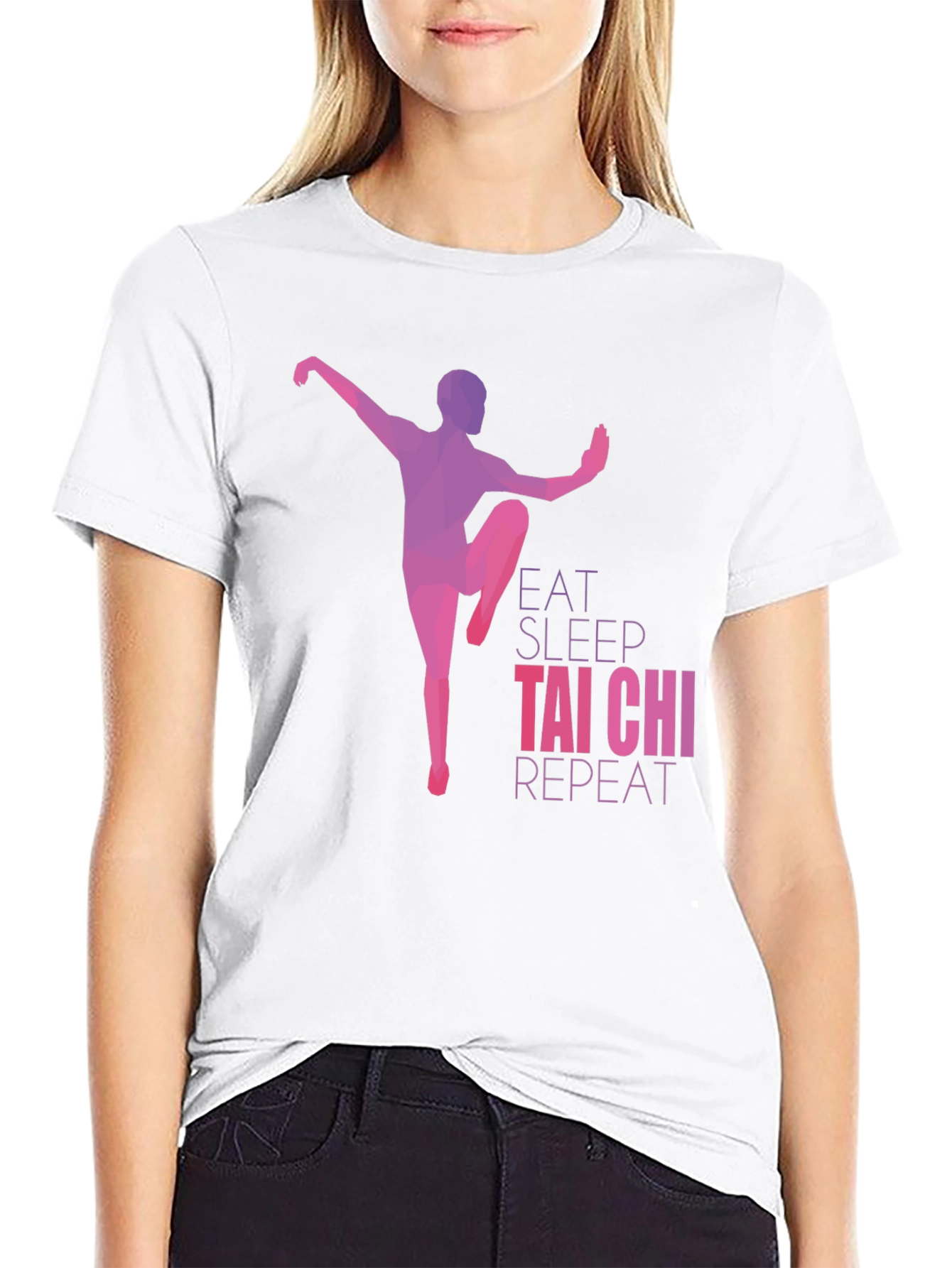 Eat Sleep Tai Chi Repeat Black Graphic Tee