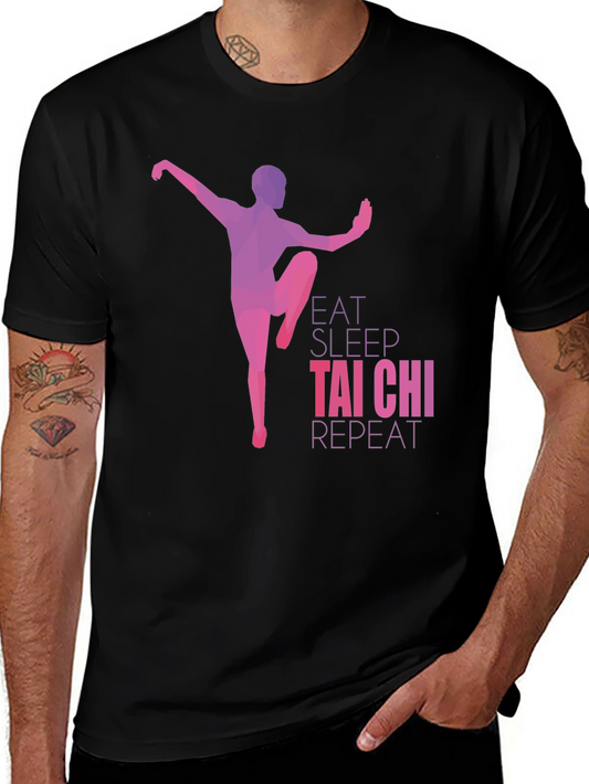 Eat Sleep Tai Chi Repeat Black Graphic Tee