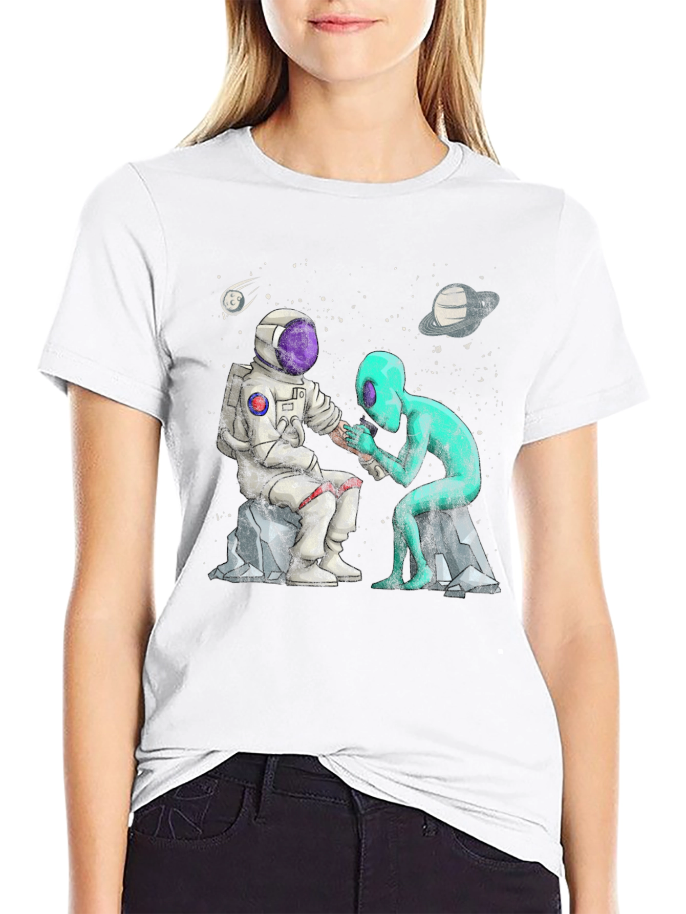 Astronaut & Alien Tattoo T-Shirt