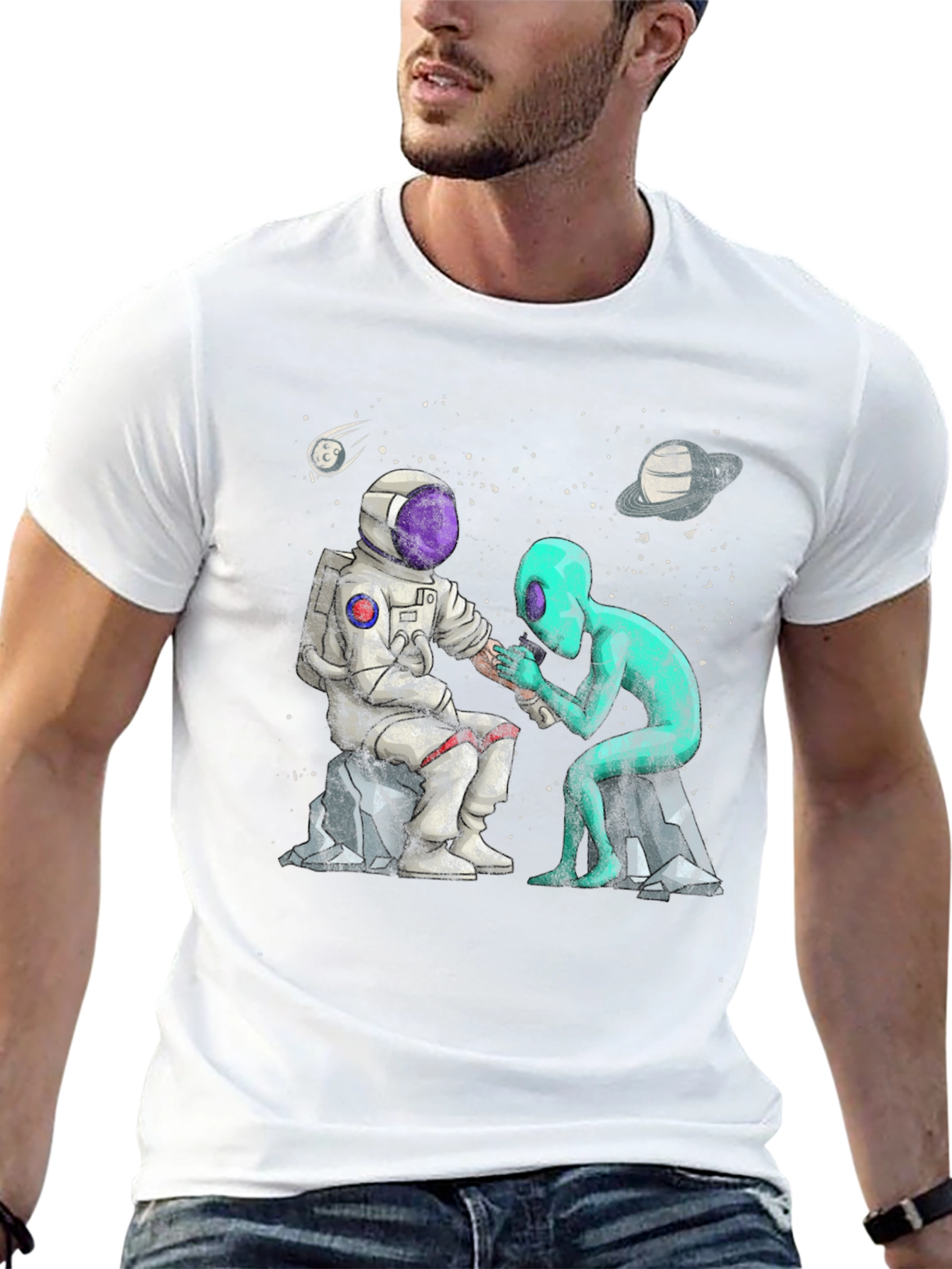 Astronaut & Alien Tattoo T-Shirt