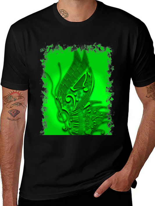 Musical Notes Graphic Print Black T-Shirt