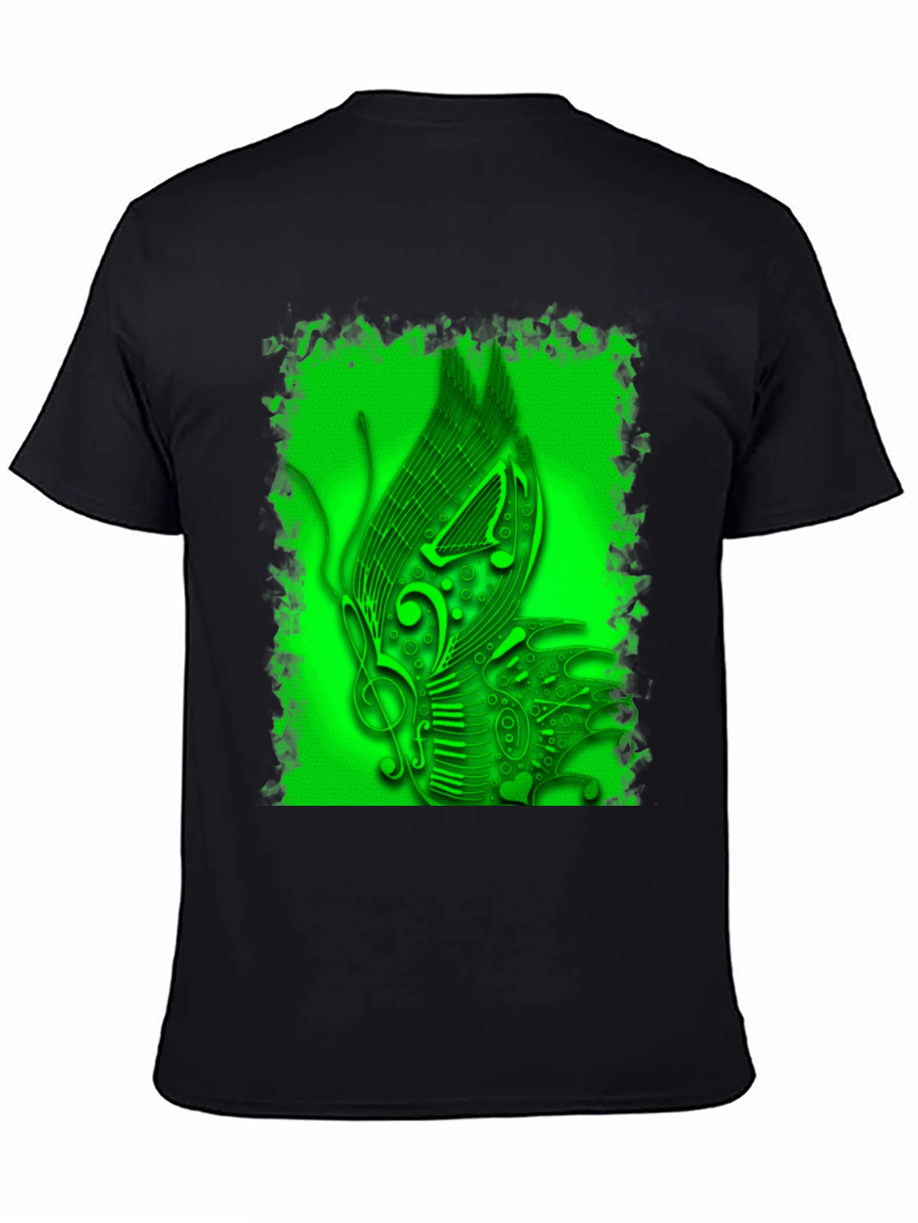 Musical Notes Graphic Print Black T-Shirt