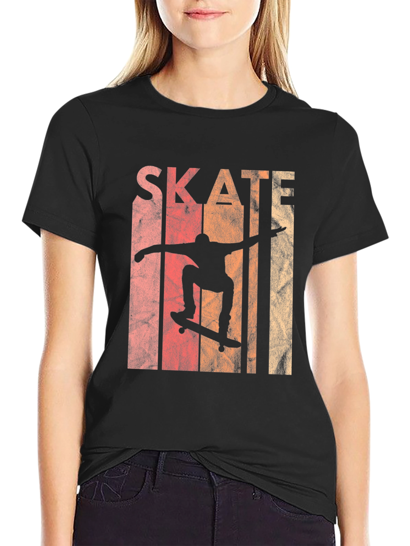Retro Skateboarding T-Shirt - Black Tee