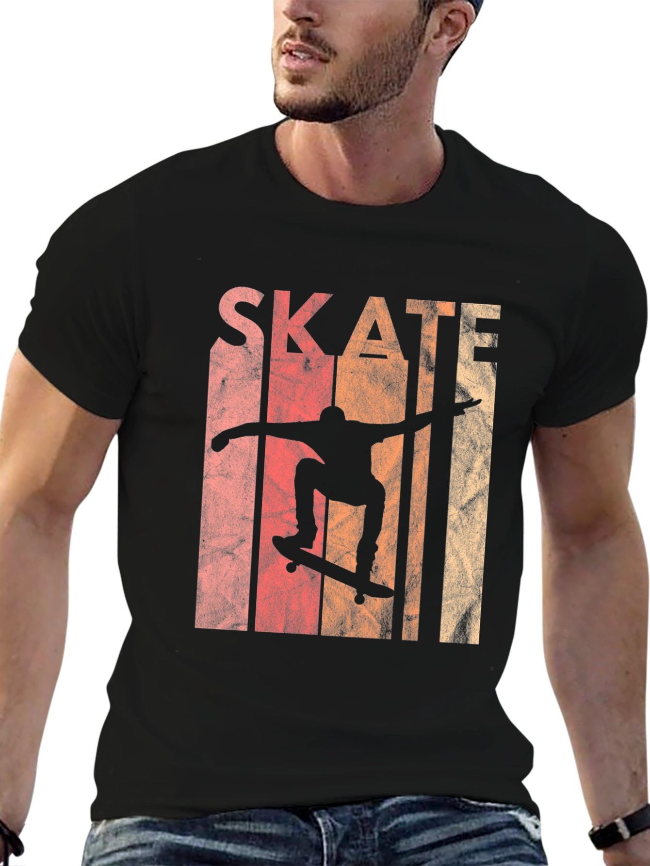 Retro Skateboarding T-Shirt - Black Tee
