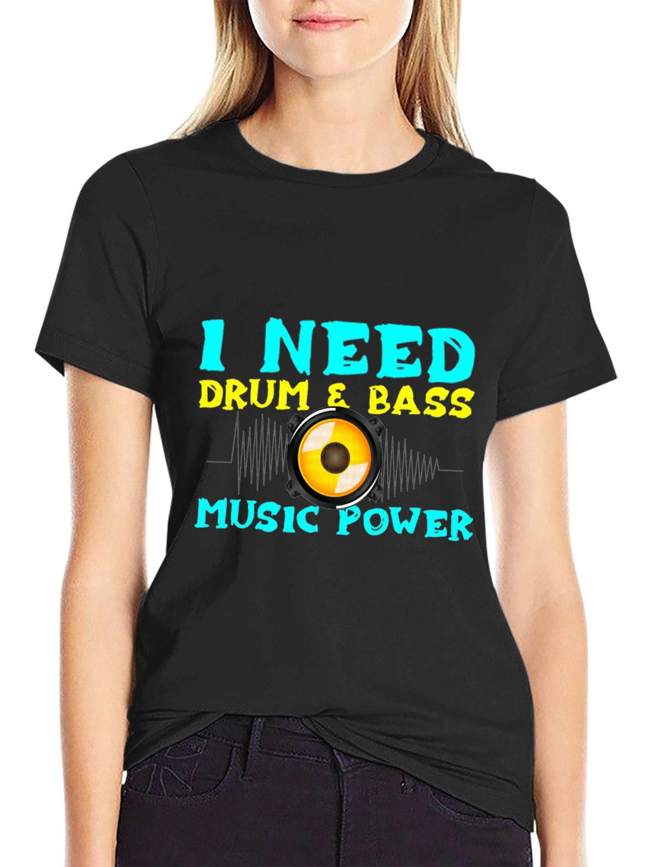 Drum & Bass Music Power Black Tee