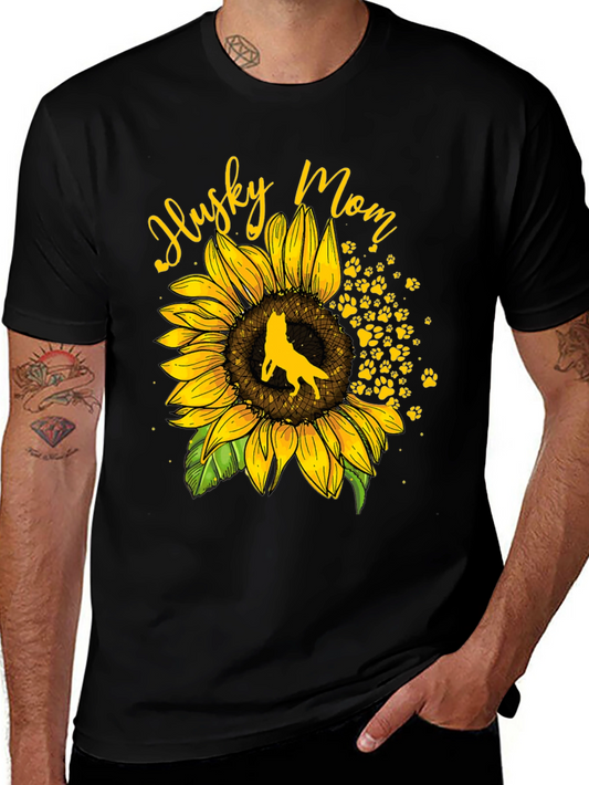 Husky Mom Sunflower Graphic Tee