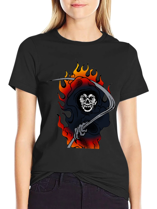 Grim Reaper Graphic Tee - Black Cotton T-Shirt